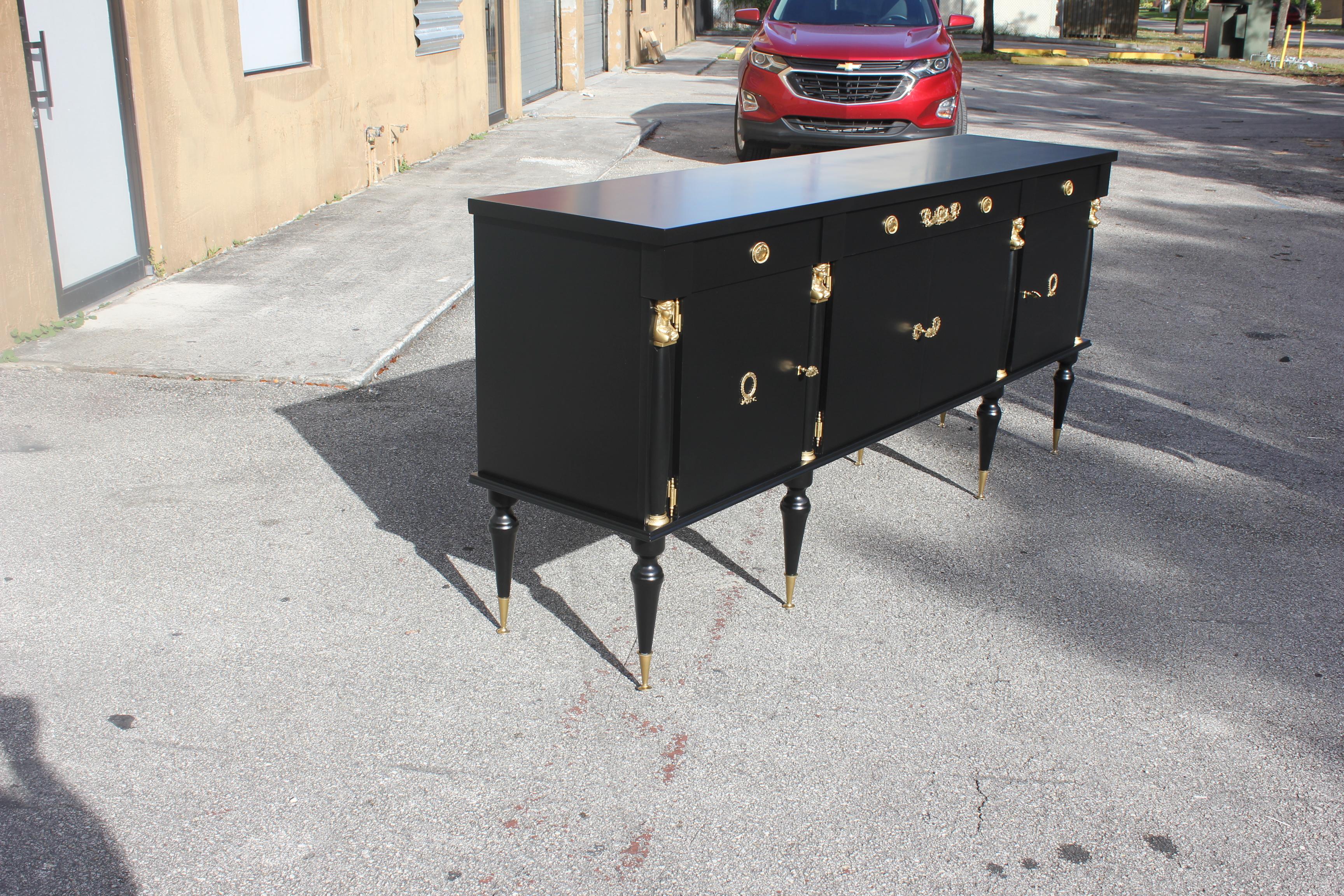 Long French Empire Style Antique Sideboard or Buffet, circa 1920s 13