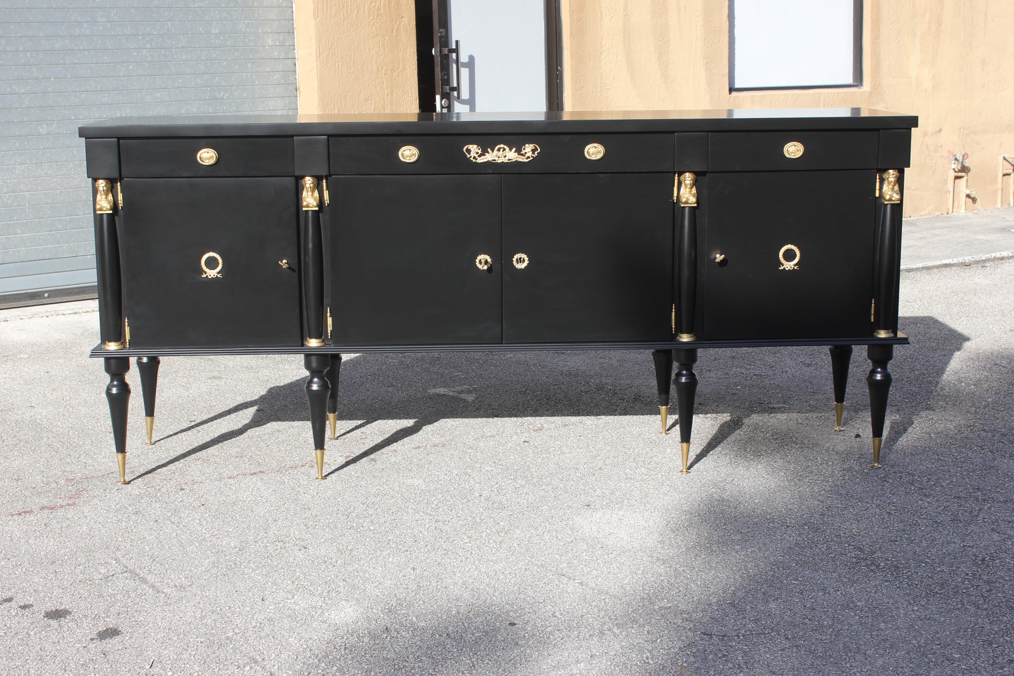 Long French Empire Style Antique Sideboard or Buffet, circa 1920s 15