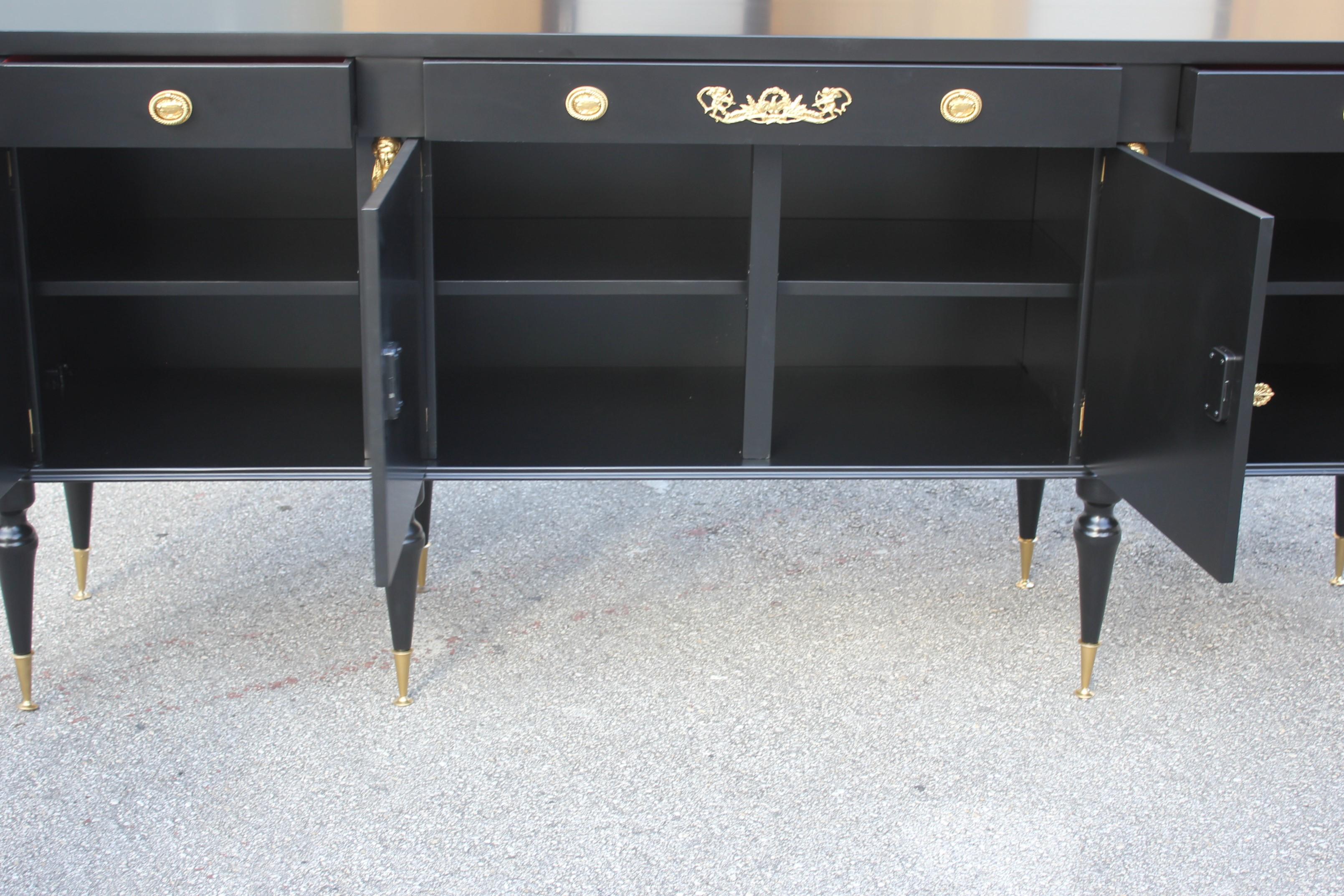 Long French Empire Style Antique Sideboard or Buffet, circa 1920s In Excellent Condition In Hialeah, FL
