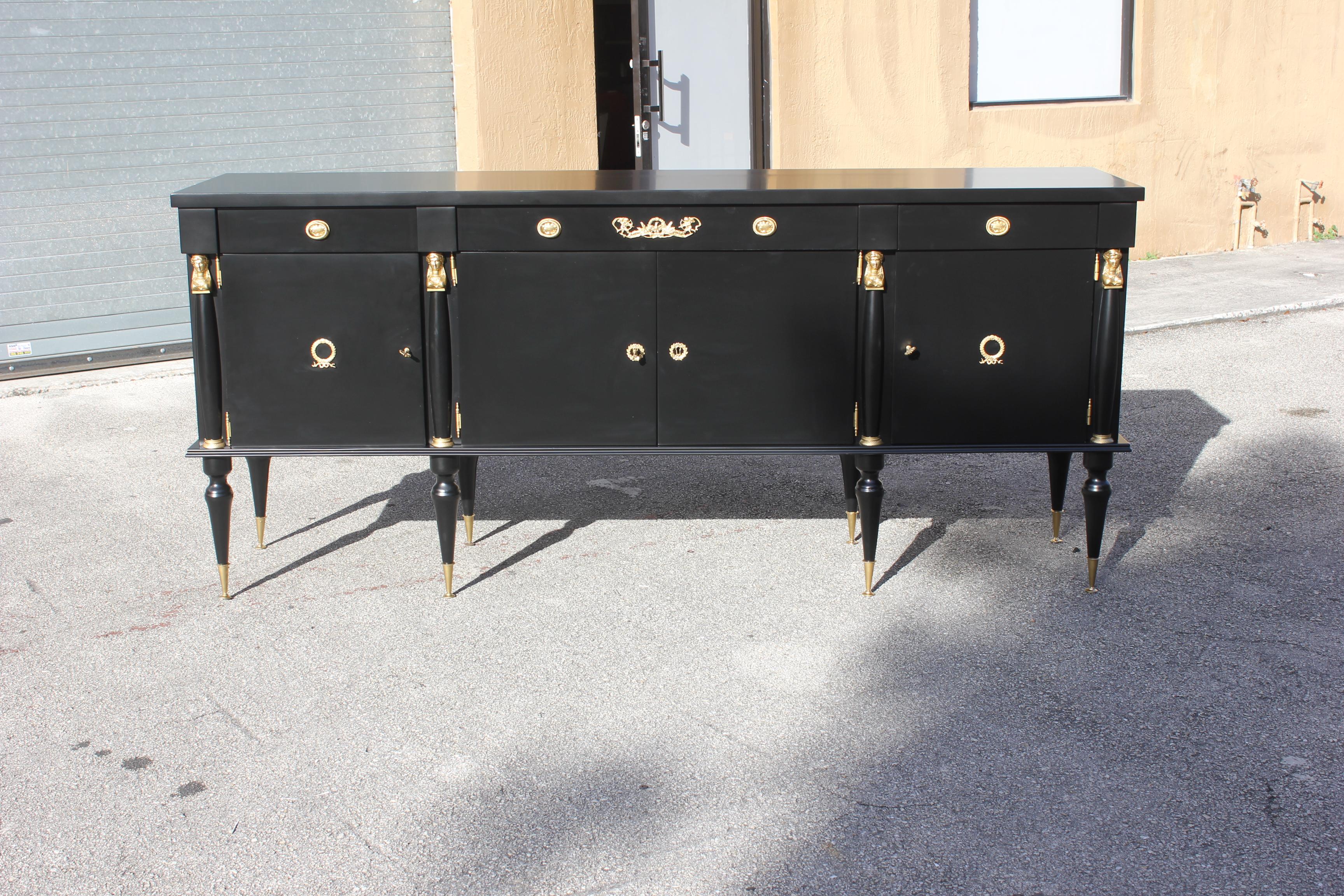 Bronze Long French Empire Style Antique Sideboard or Buffet, circa 1920s