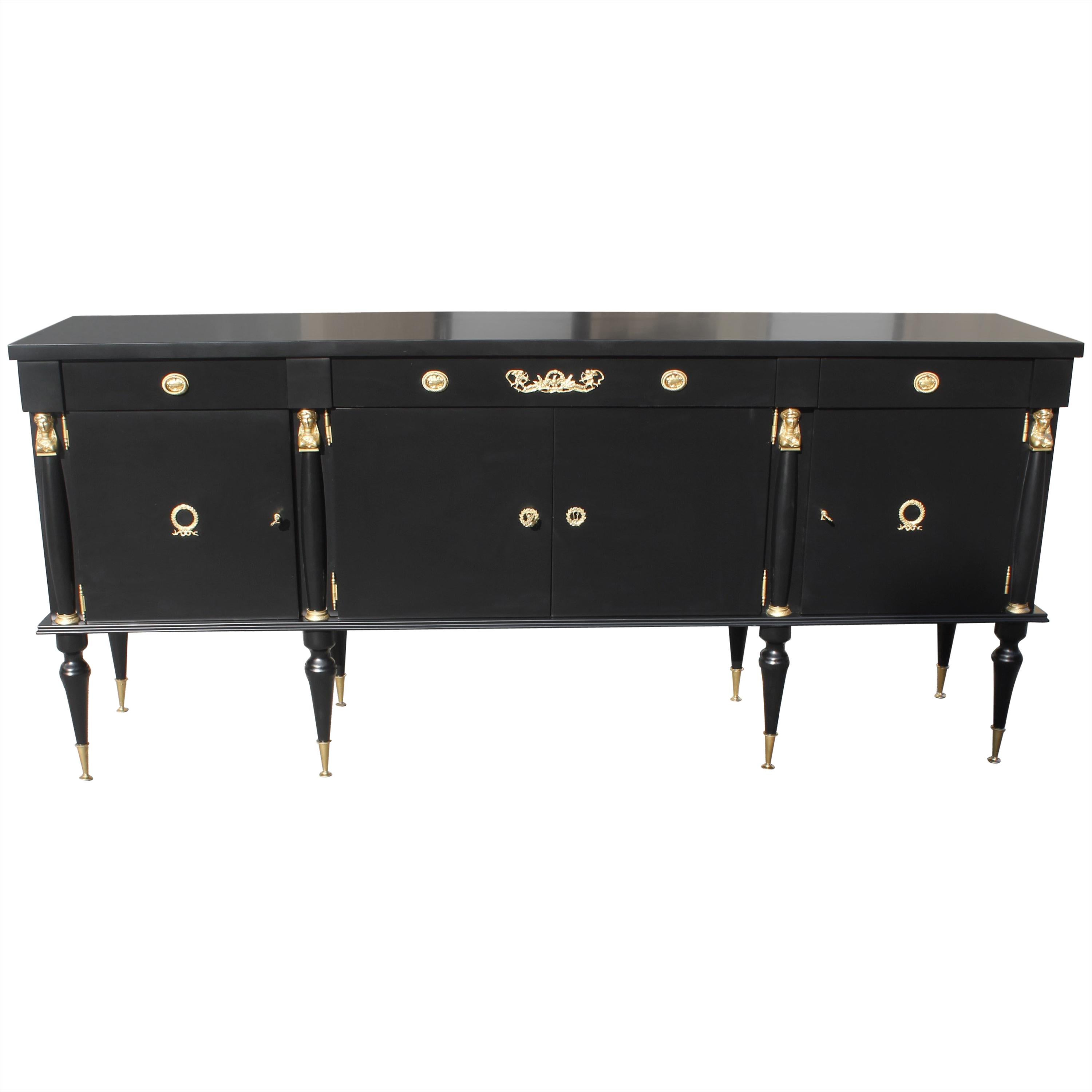 Long French Empire Style Antique Sideboard or Buffet, circa 1920s