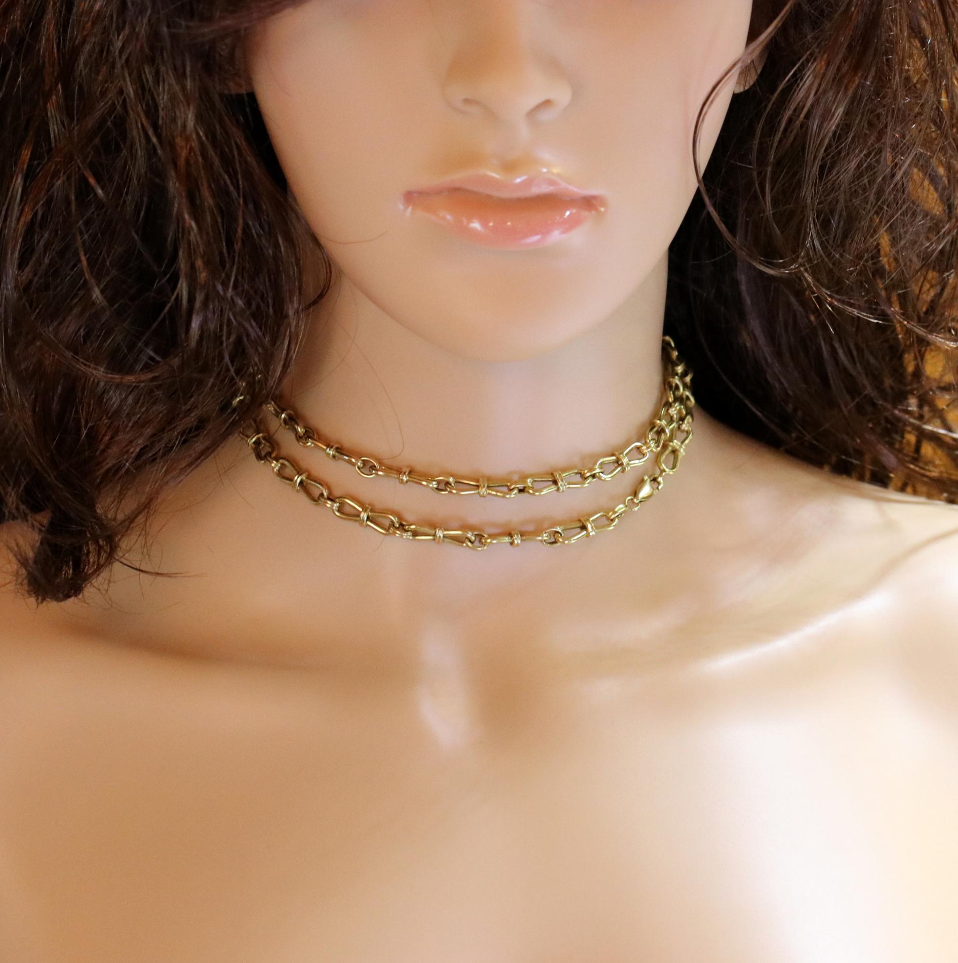 Long French Gold Link Necklace- Smaller in Scale and Lightweight 1