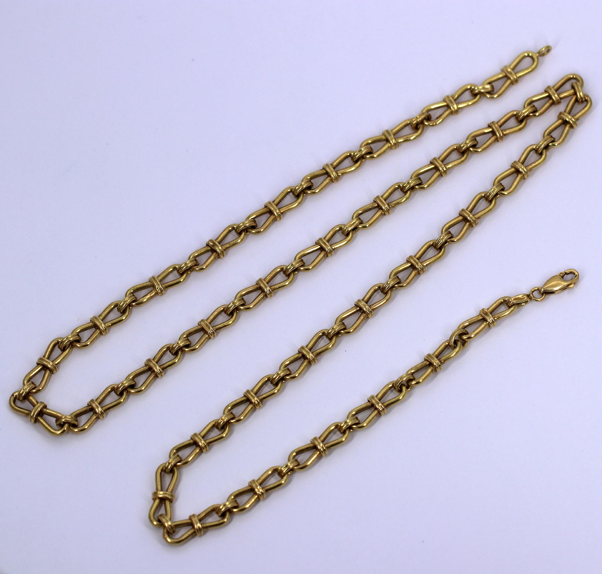 Long French Gold Link Necklace- Smaller in Scale and Lightweight 2