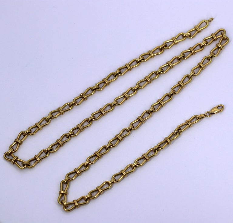 Long French Gold Link Necklace- Smaller in Scale and Lightweight at 1stDibs