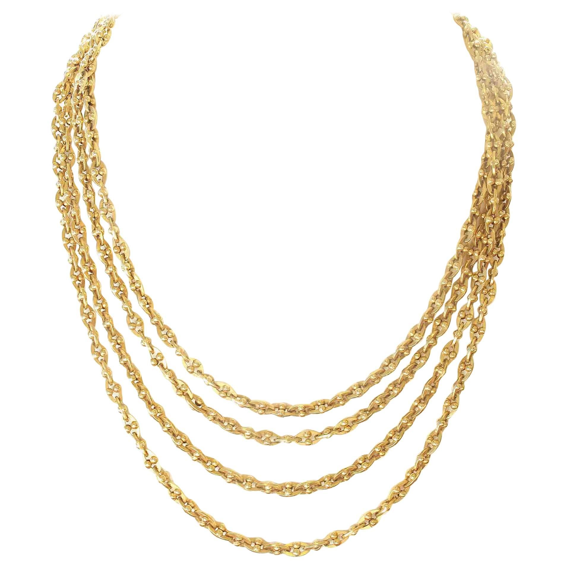  Long French Gold Link Necklace