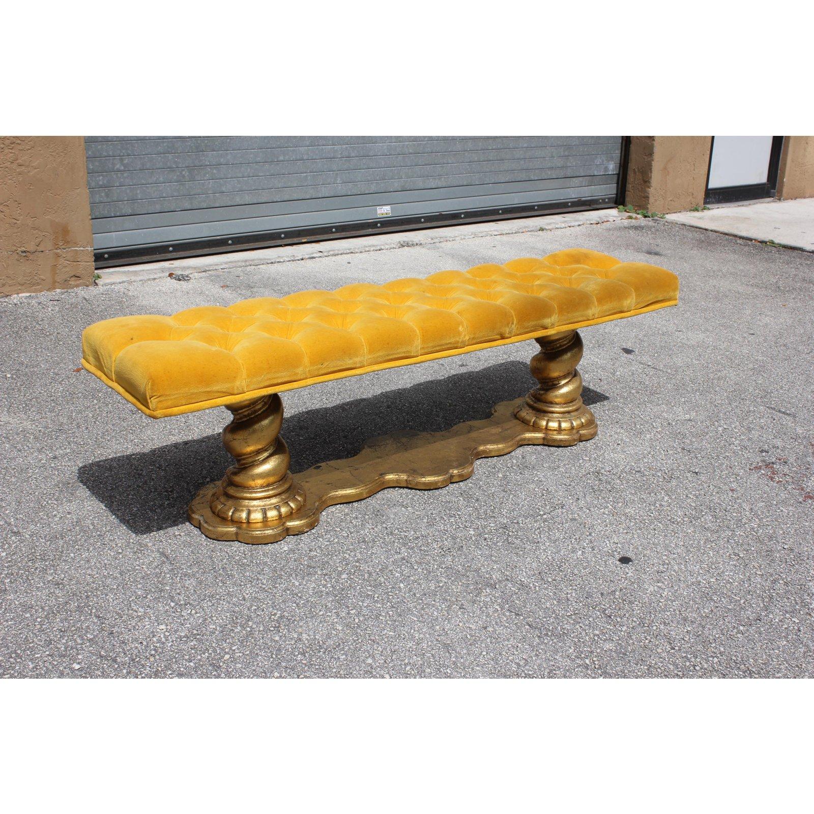 Velvet Long French Louis XIII Barley Twist Benches, 1900s