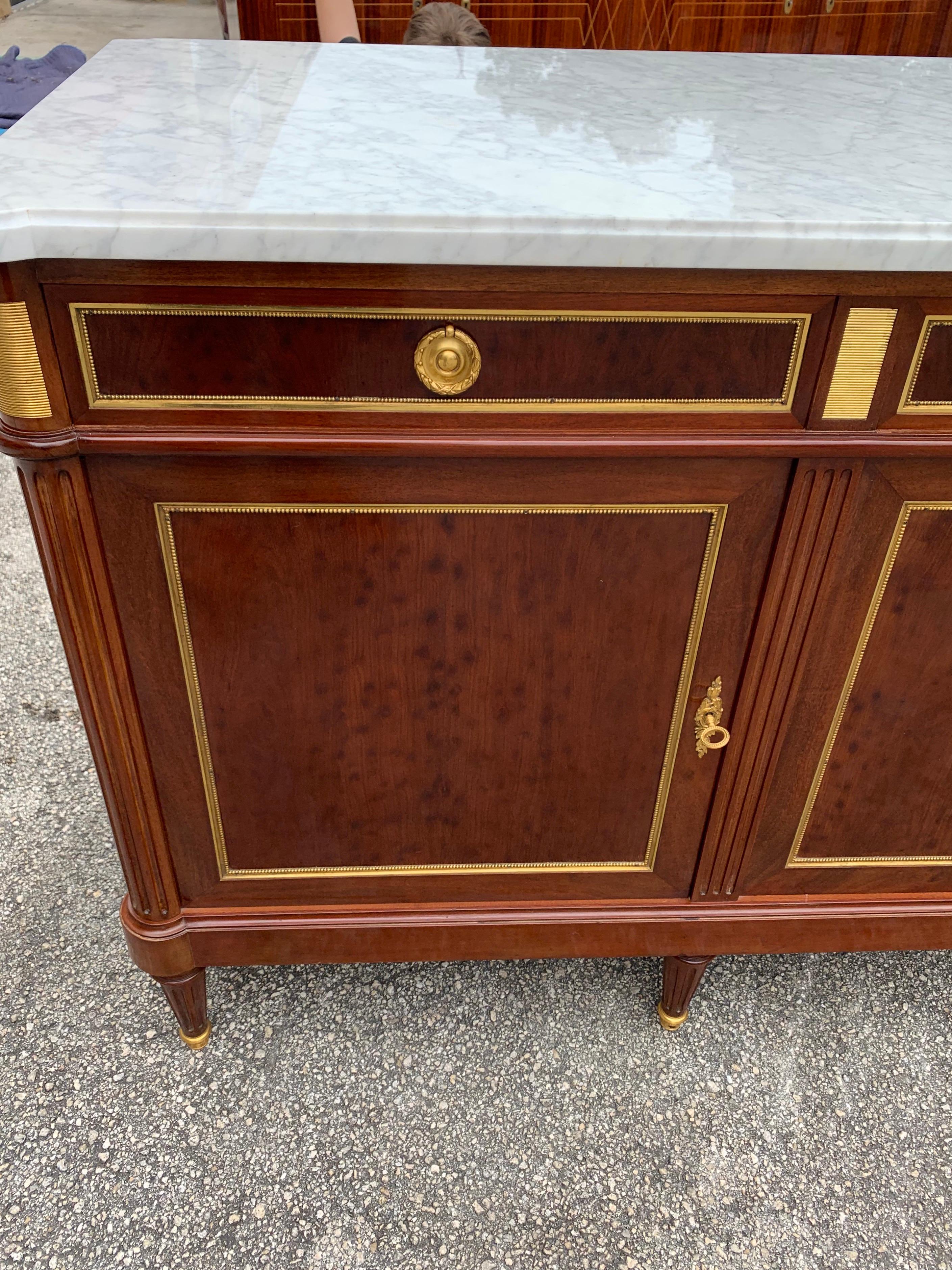 Long French Louis XVI Antique Mahogany Sideboard or Buffet, 1910s 6