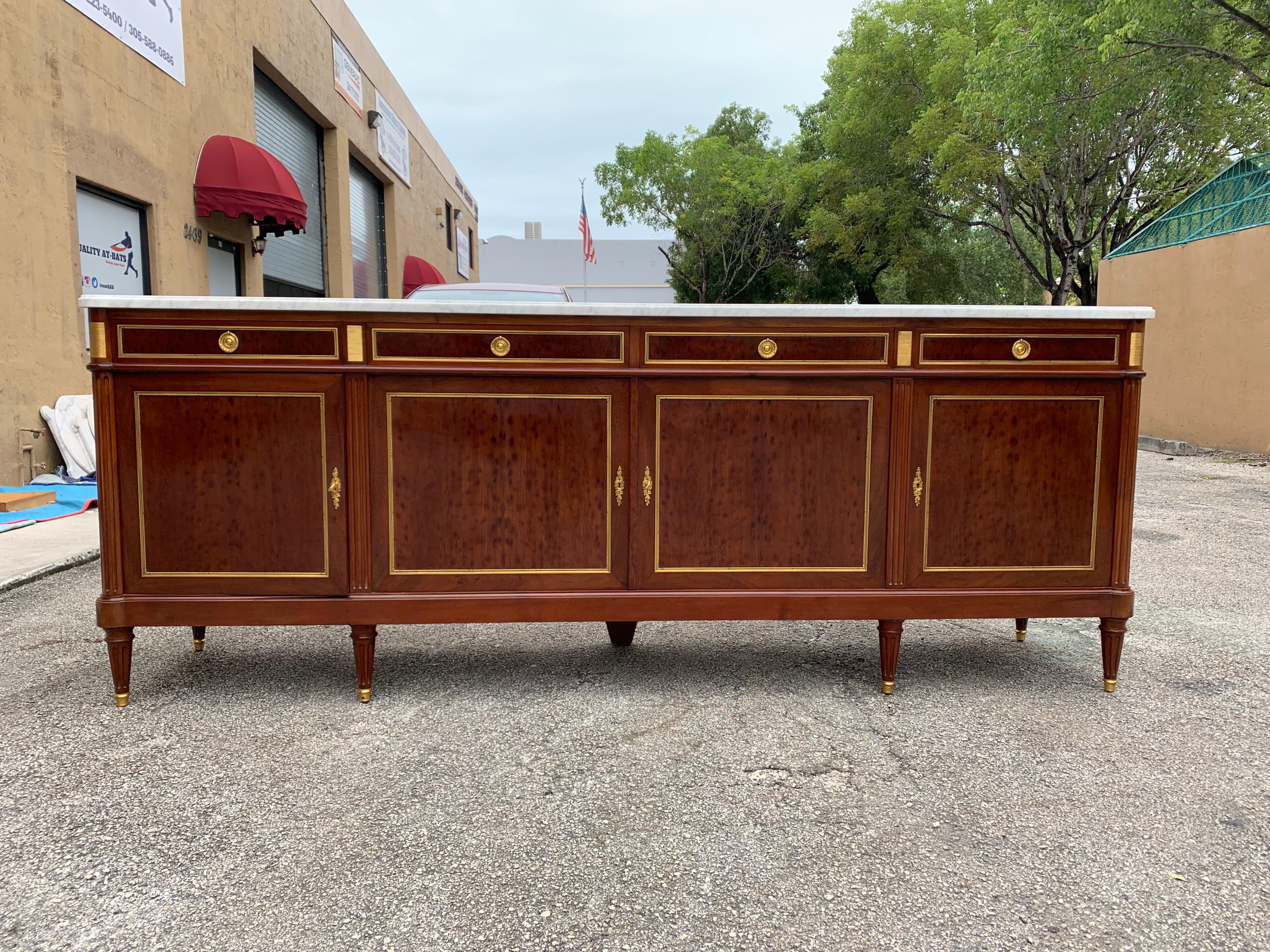 Long French Louis XVI Antique Mahogany Sideboard or Buffet, 1910s 7