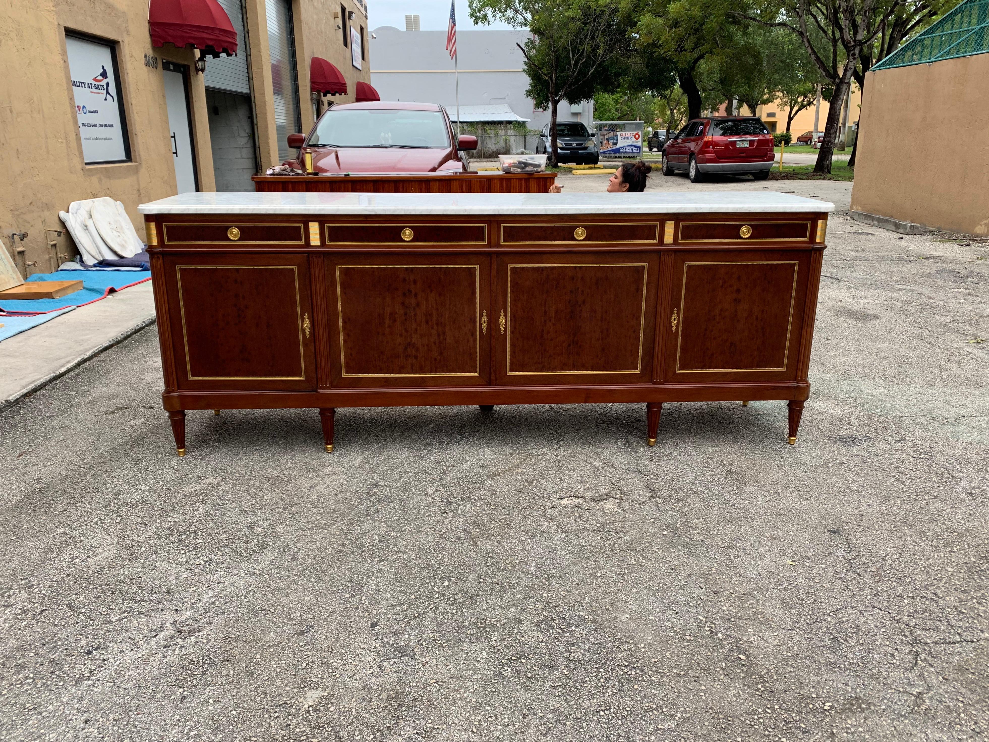 Long French Louis XVI Antique Mahogany Sideboard or Buffet, 1910s 12