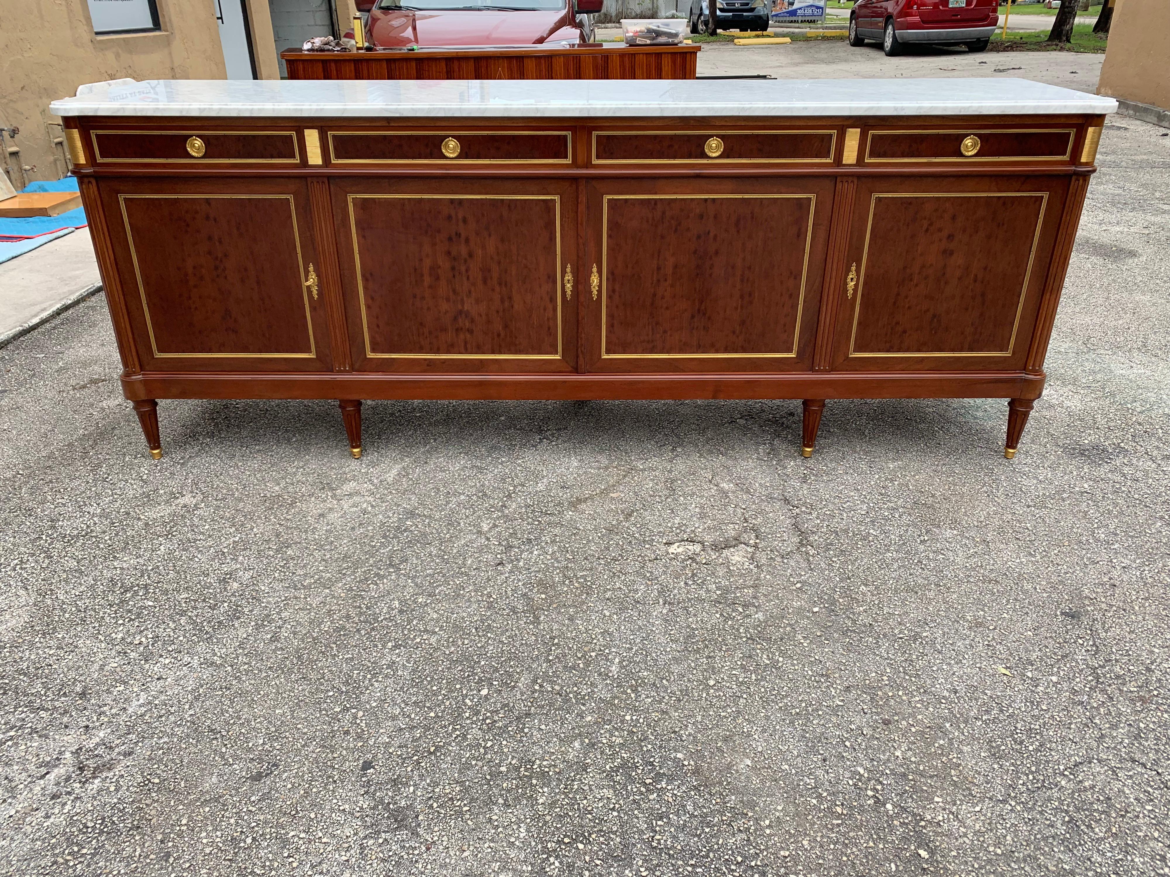 Long French Louis XVI Antique Mahogany Sideboard or Buffet, 1910s 3