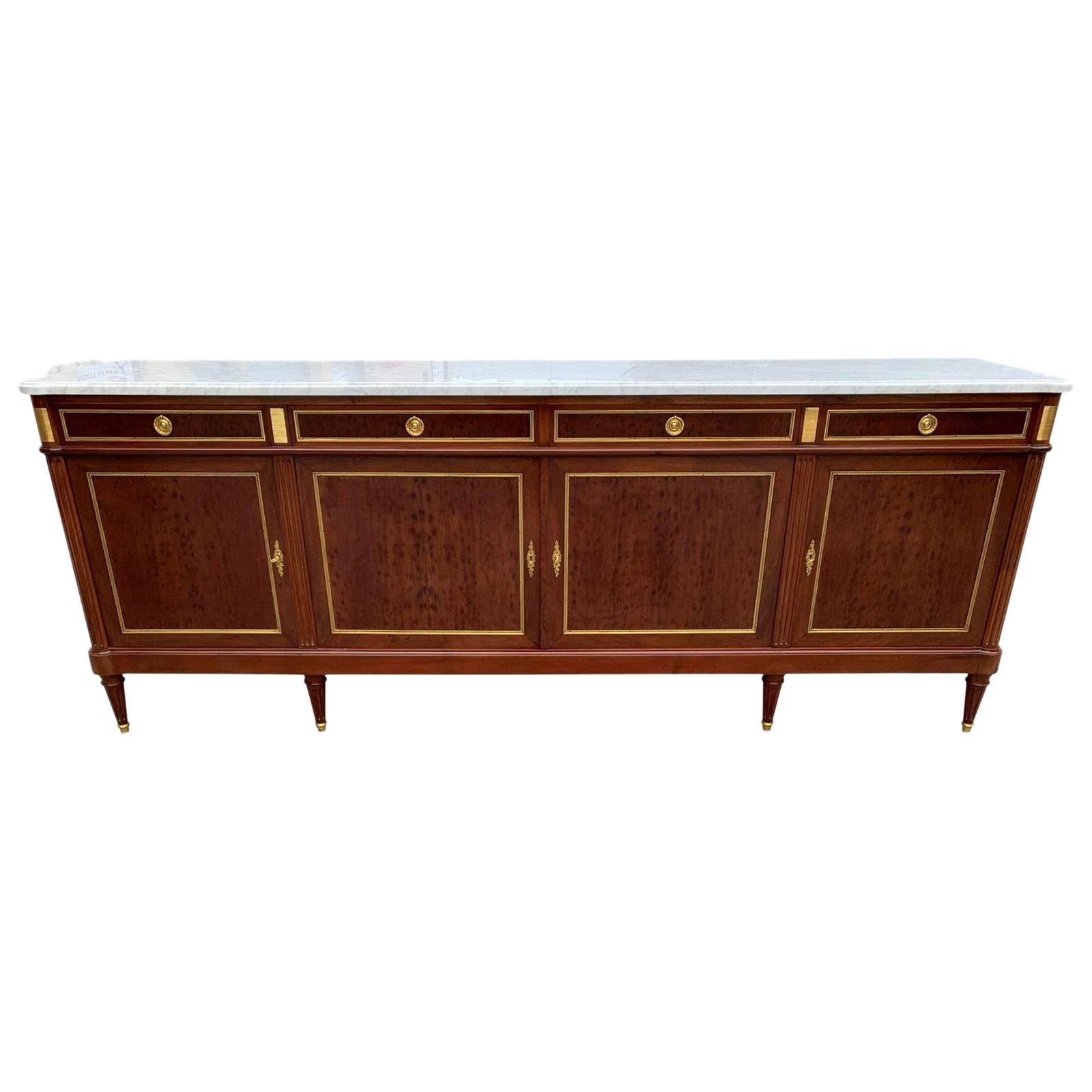 Long French Louis XVI Antique Mahogany Sideboard or Buffet, 1910s