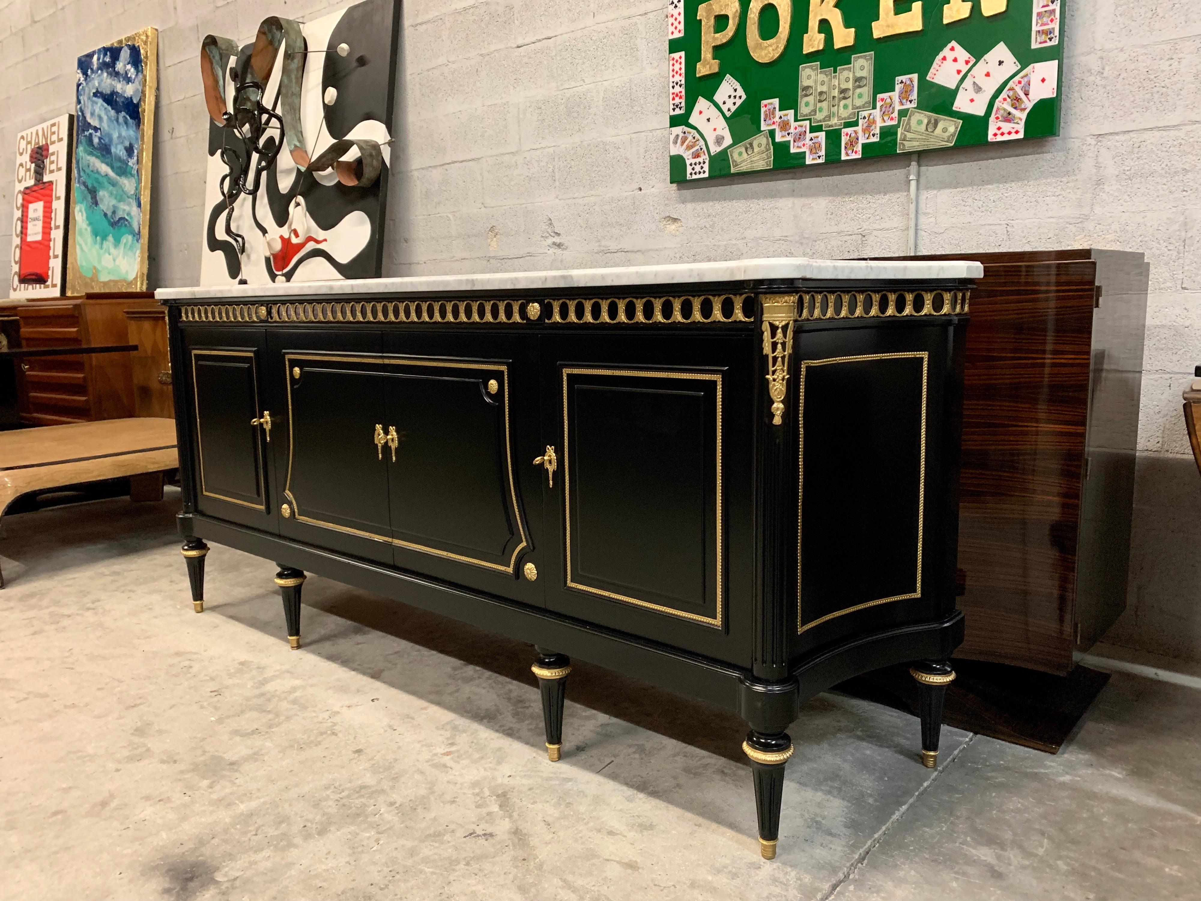 Brass Long French Sideboard or Buffet or Credenzas, circa 1910s