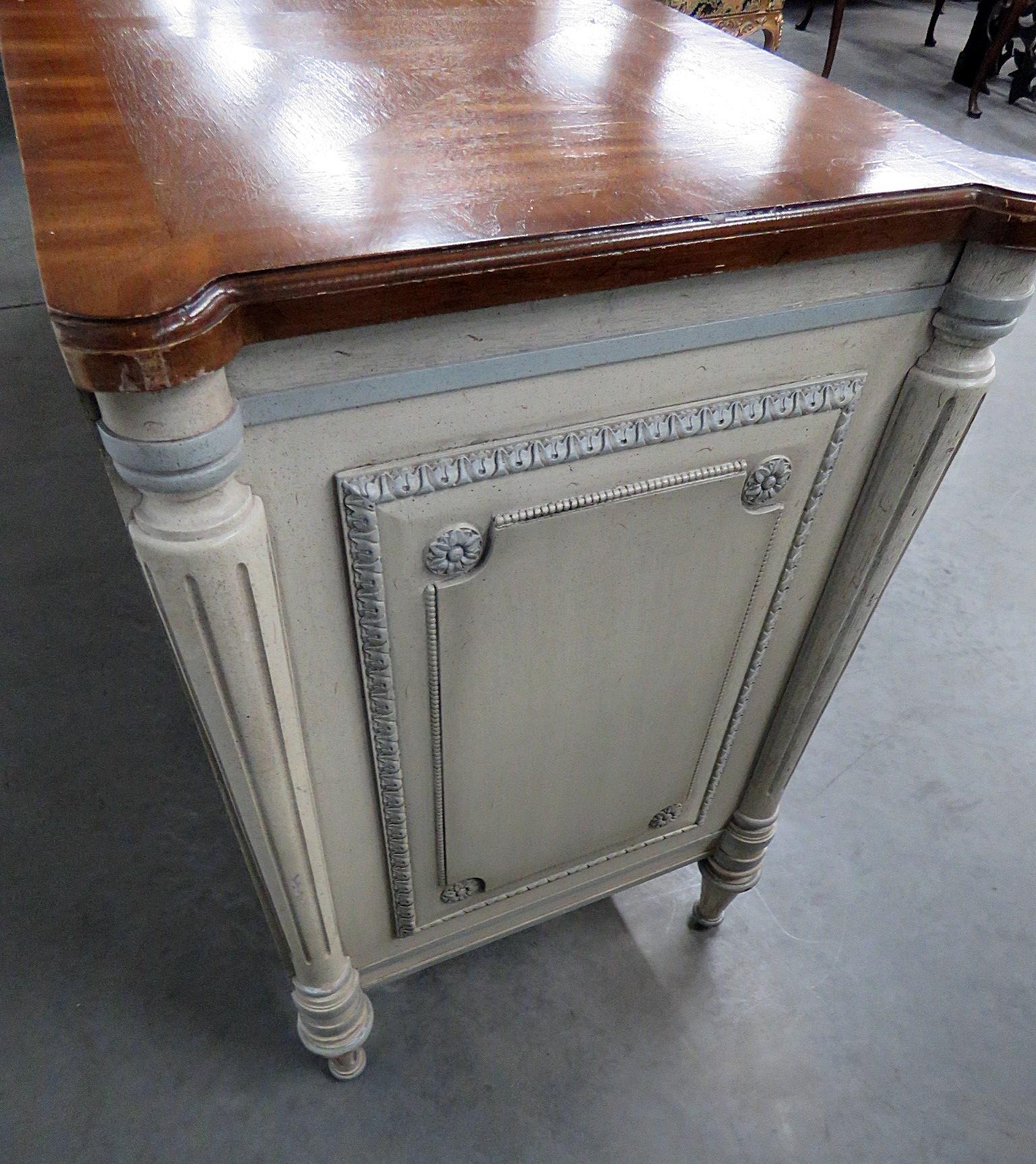 Long French Louis XVI Style Painted Triple Dresser Sideboard 5