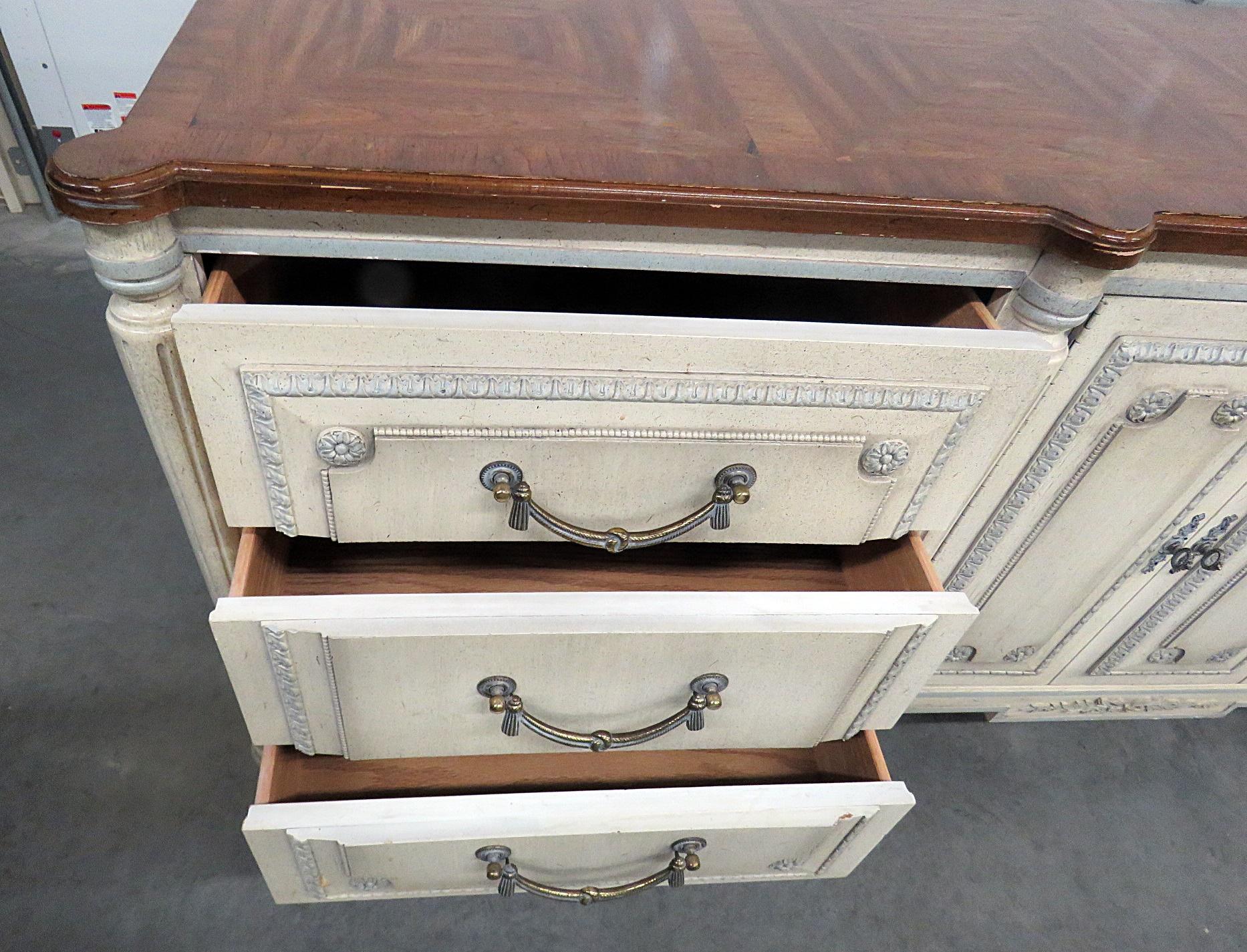Long French Louis XVI Style Painted Triple Dresser Sideboard 6