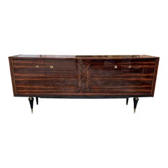 Long French Macassar Ebony Buffet / Sideboard / Credenza