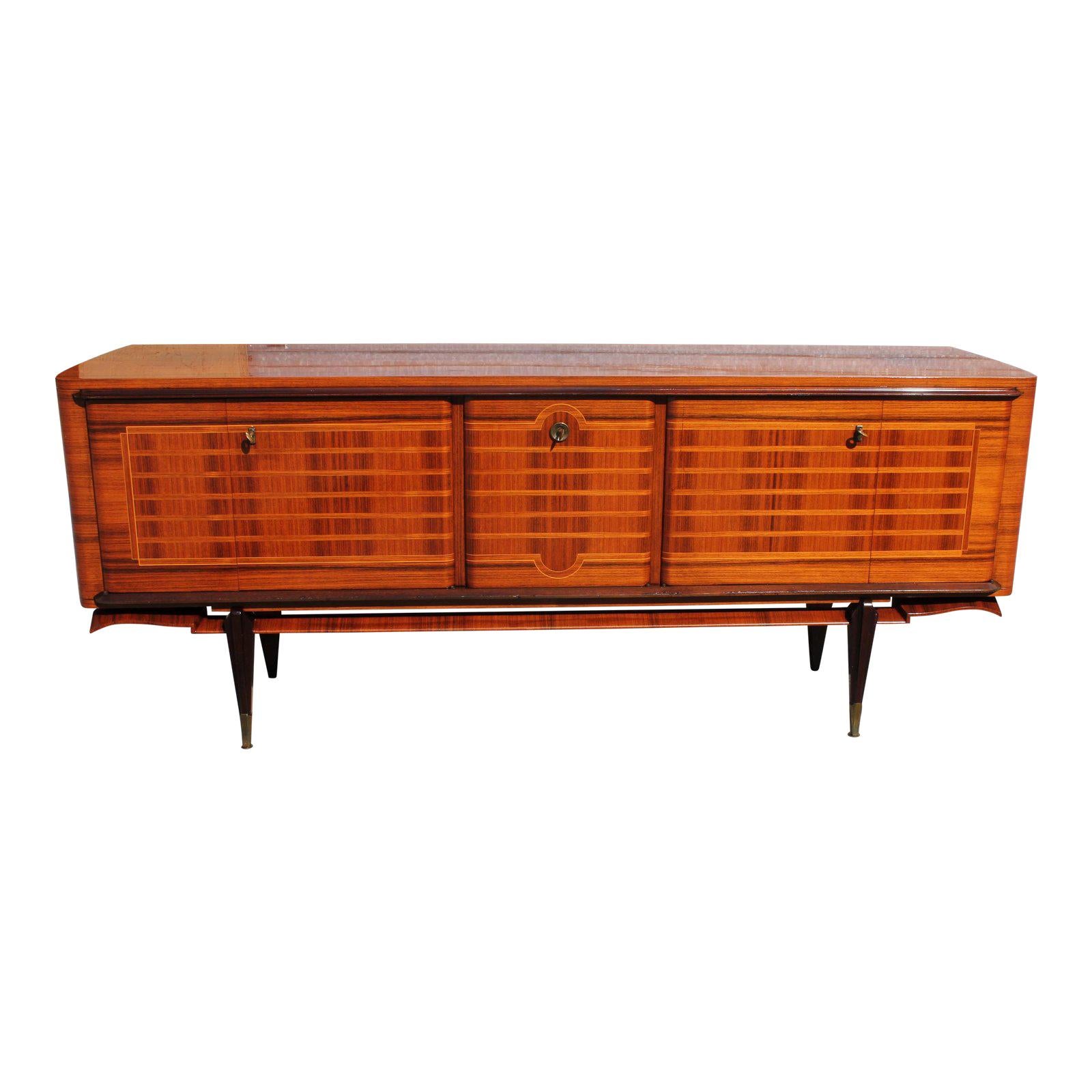 Long French Macassar Ebony Sideboard / Buffet / Bar /Credenzas