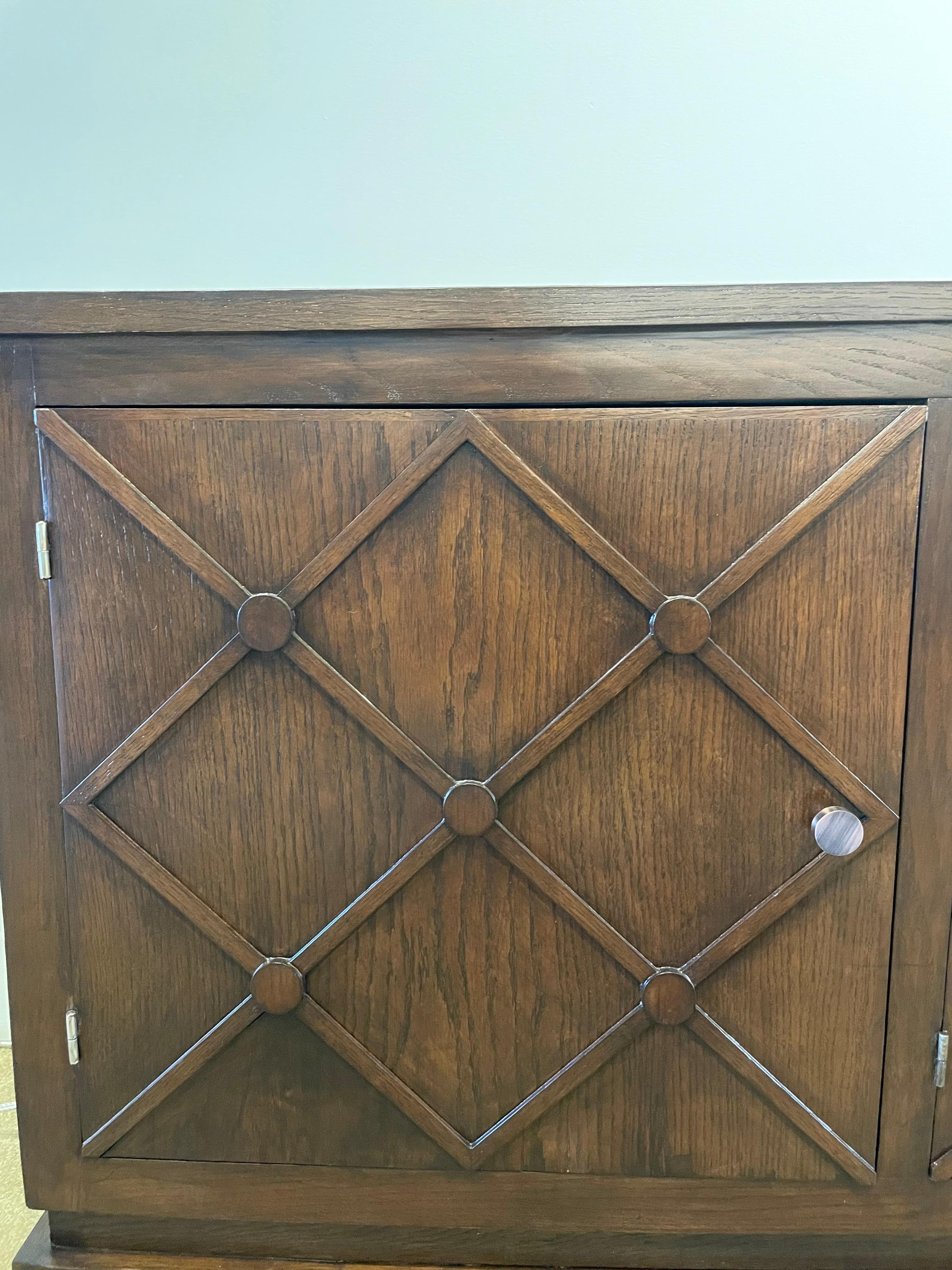 Long French Mid-Century Lattice Front Sideboard/ Cabinet For Sale 1