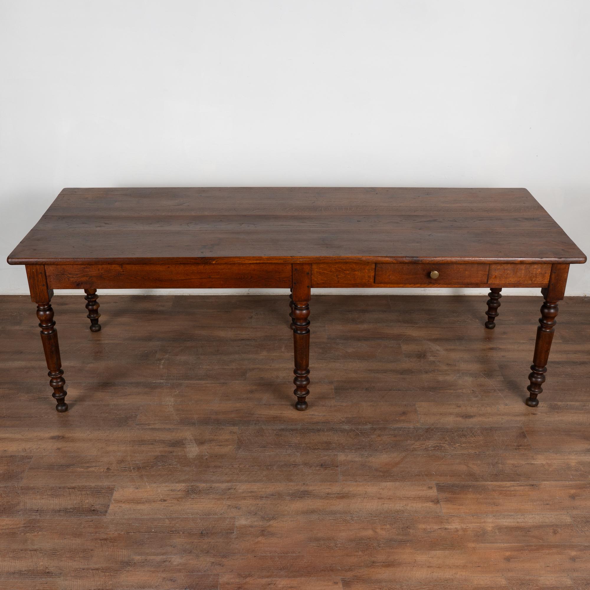 19th Century Long French Oak Console Table with Two Drawers, circa 1840-60