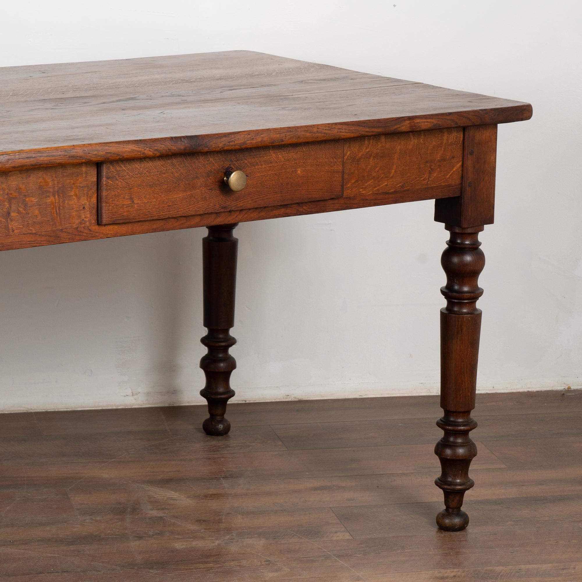 Long French Oak Console Table with Two Drawers, circa 1840-60 4