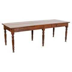 Long French Oak Console Table with Two Drawers, circa 1840-60