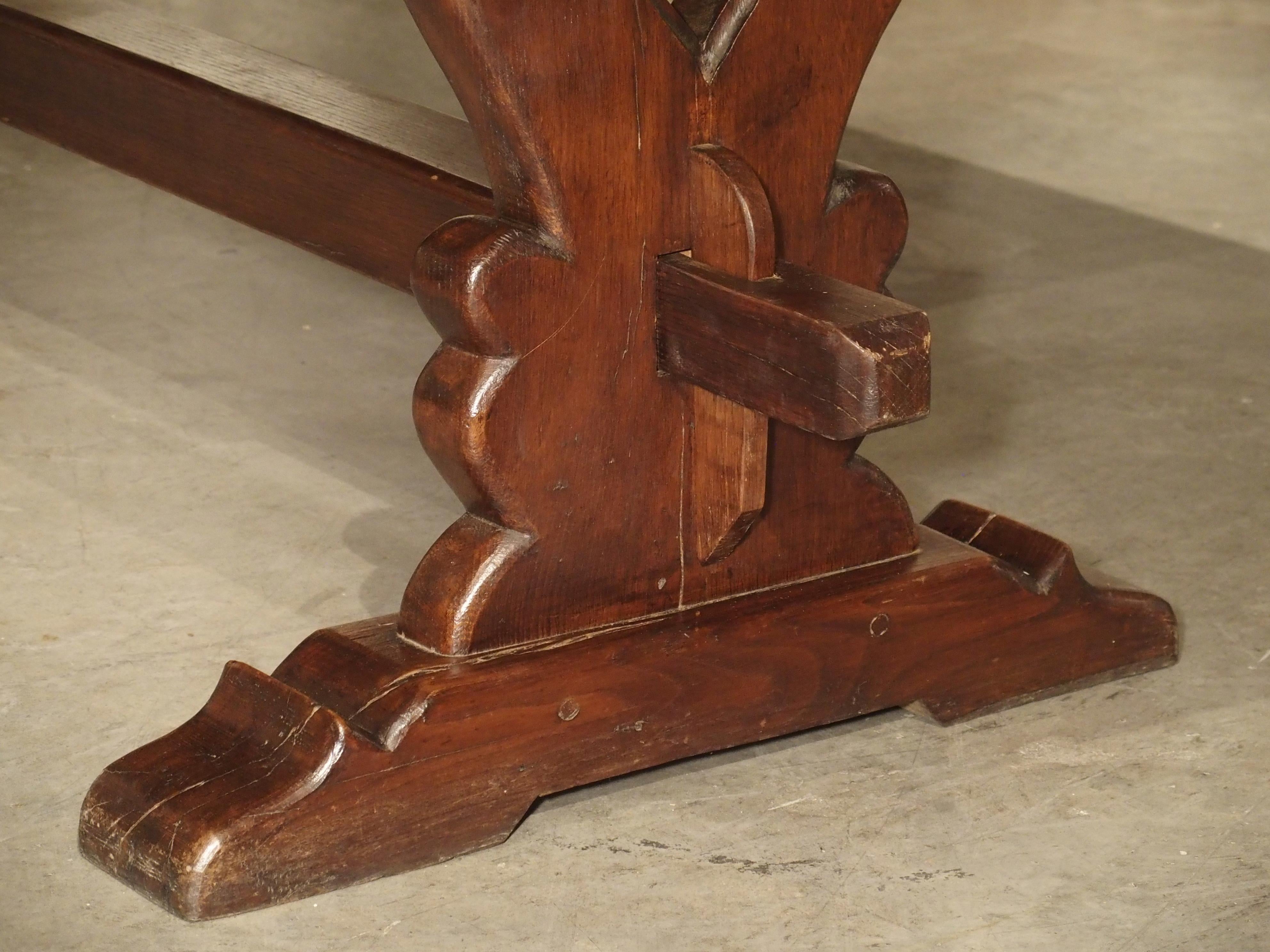 Hand-Carved Long French Oak Dining Table Made from 18th Century Beams