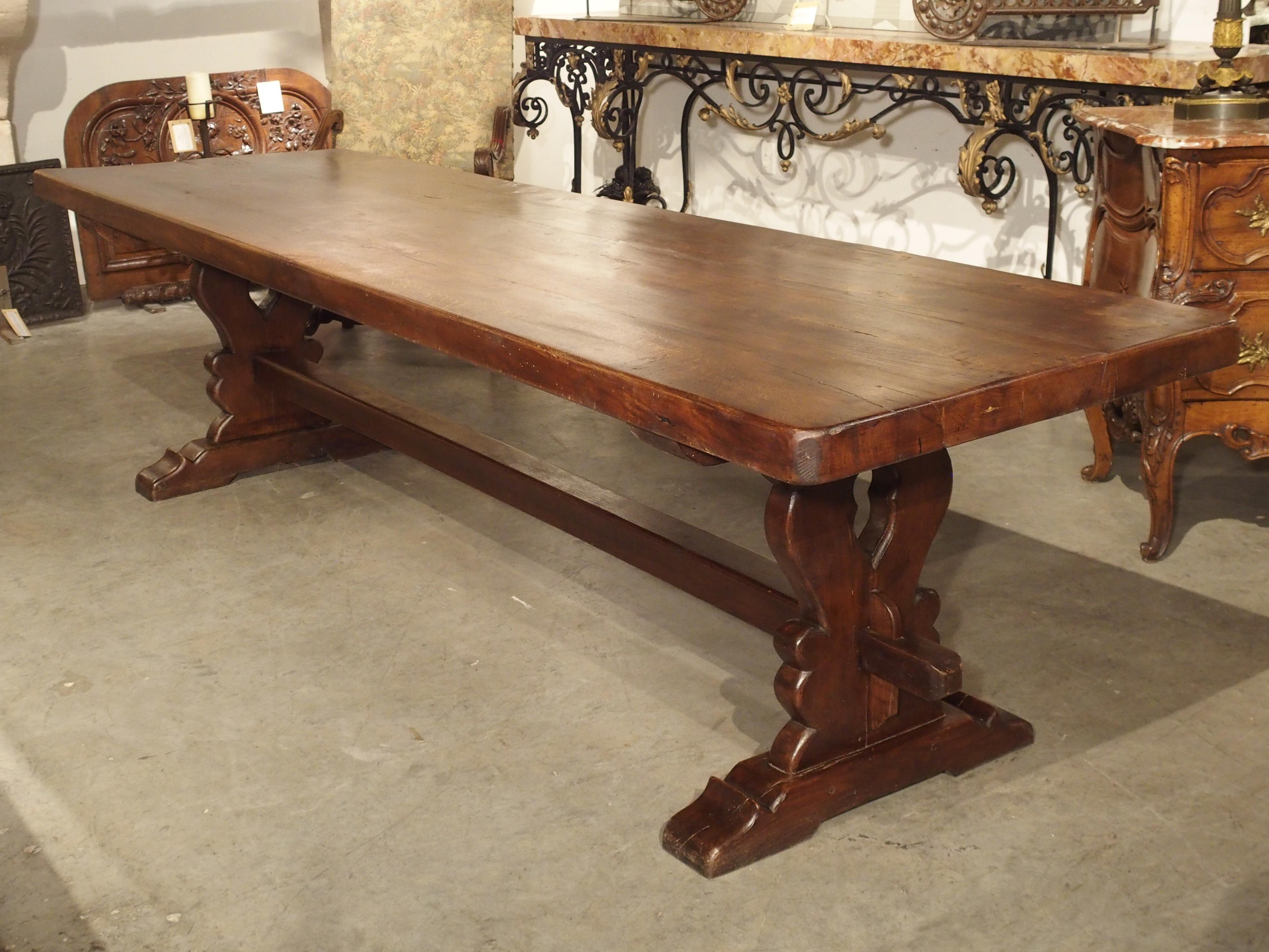 18th Century and Earlier Long French Oak Dining Table Made from 18th Century Beams