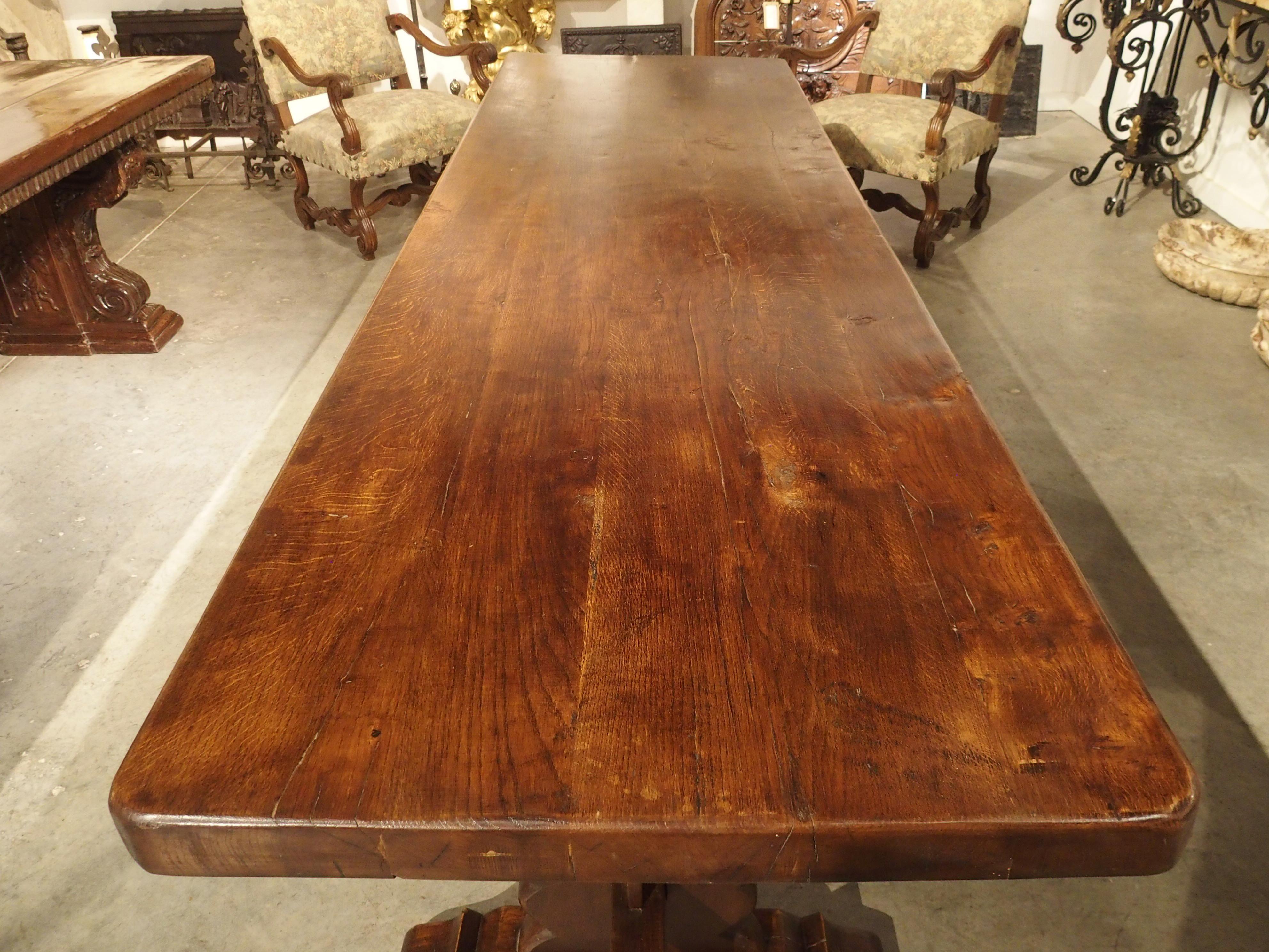 Long French Oak Dining Table Made from 18th Century Beams 1