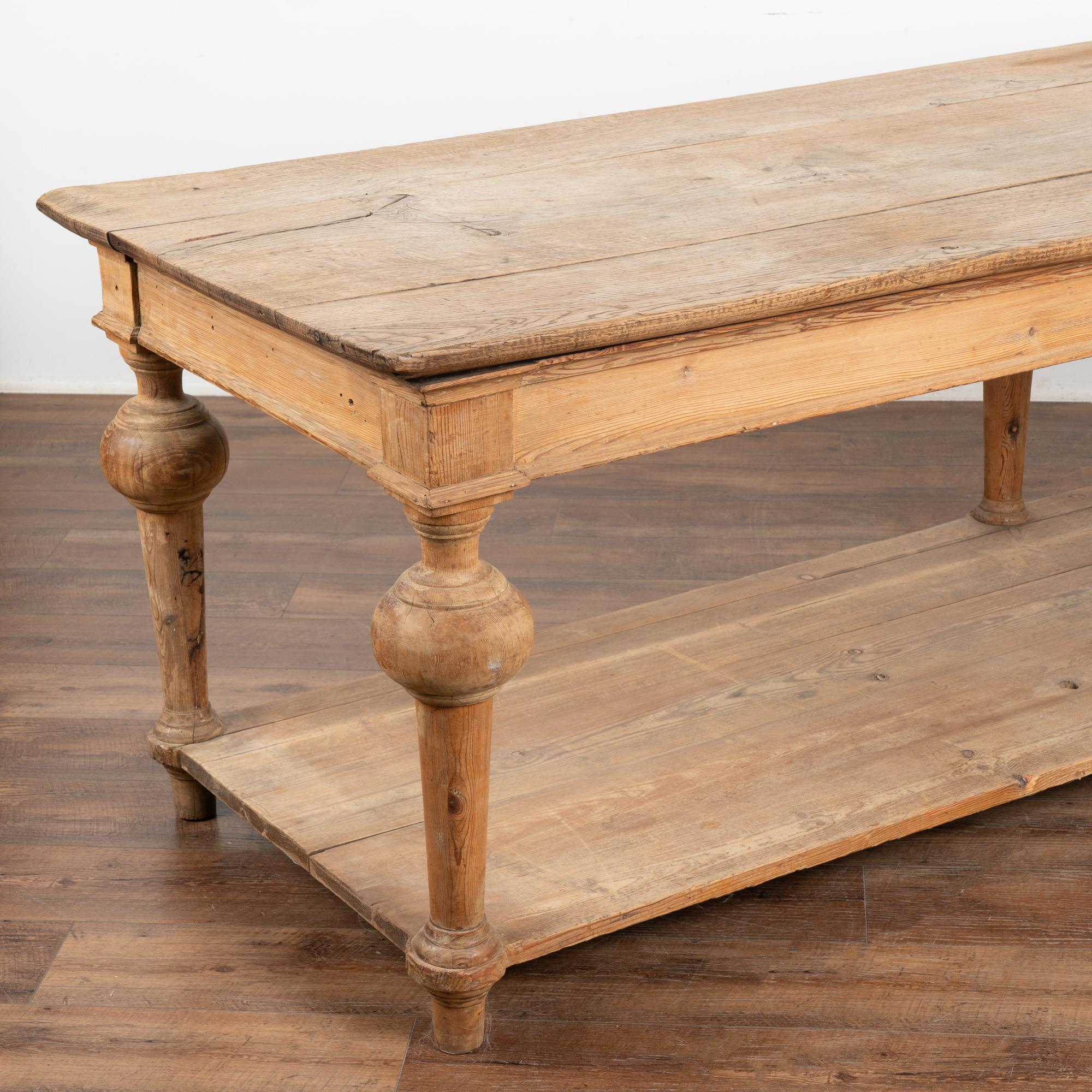 Country Long French Oak Drapers Table With Shelf, France circa 1820-40