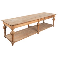 Long French Oak Drapers Table With Shelf, France circa 1820-40