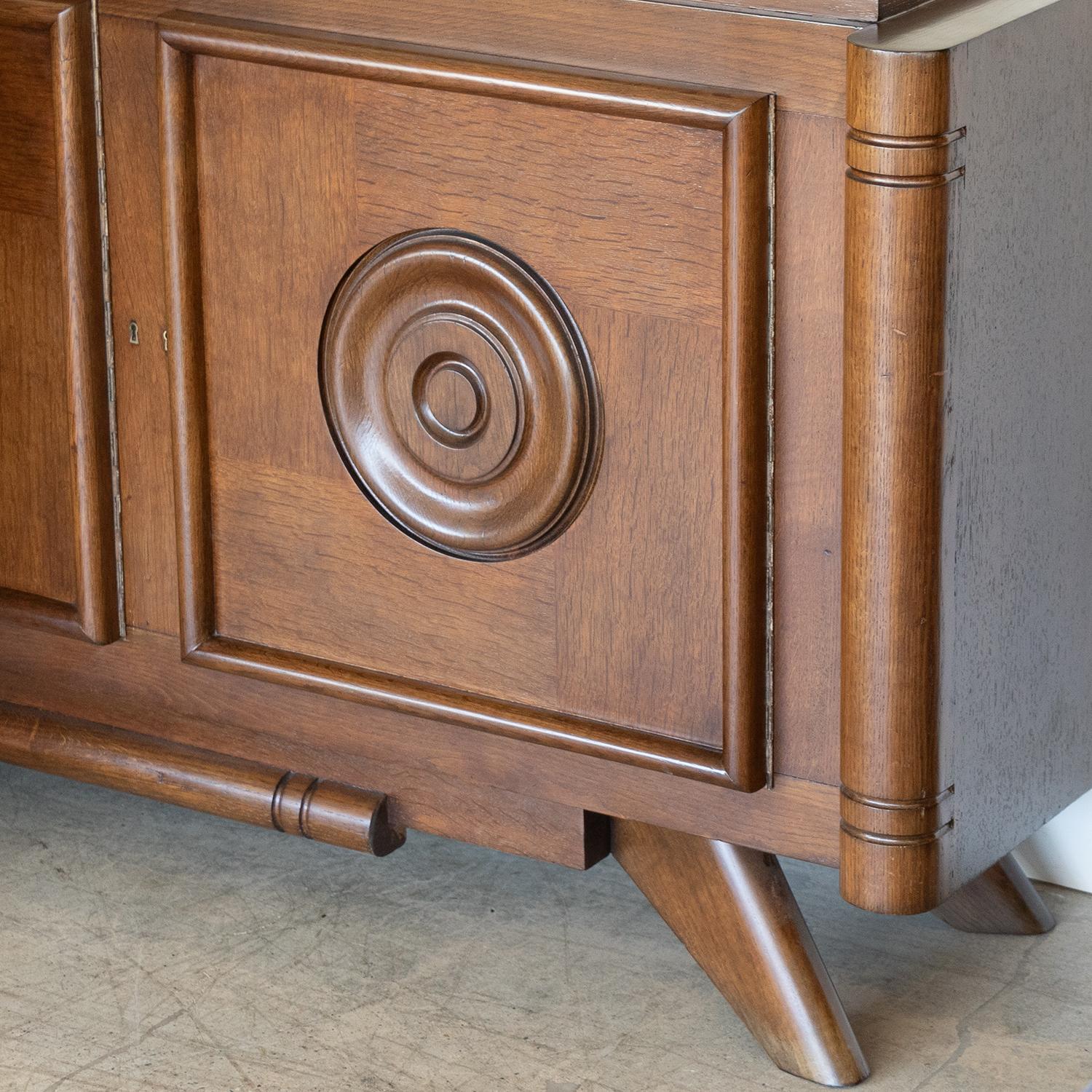 Long French Oak Sideboard by Charles Dudouyt 7