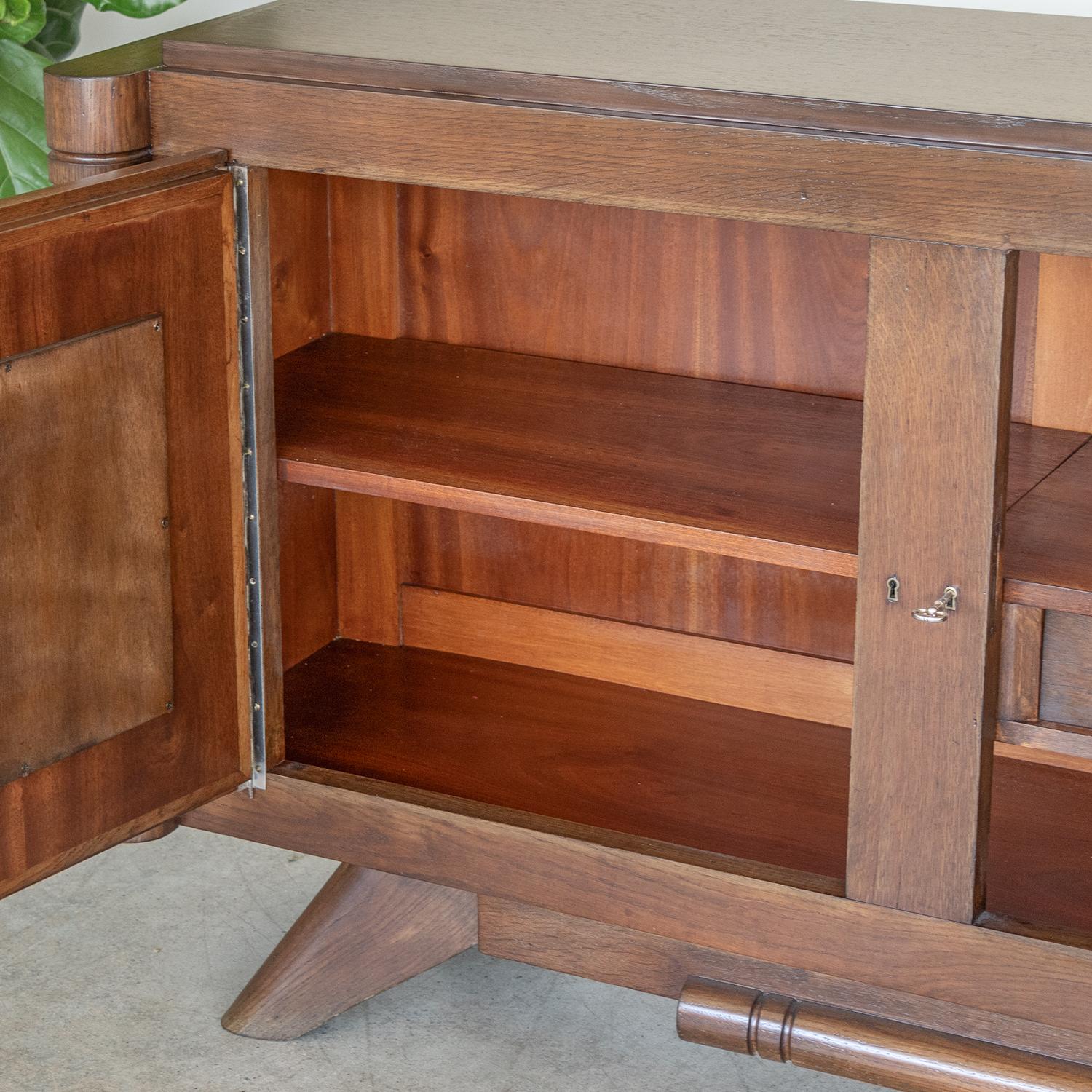 Long French Oak Sideboard by Charles Dudouyt 8