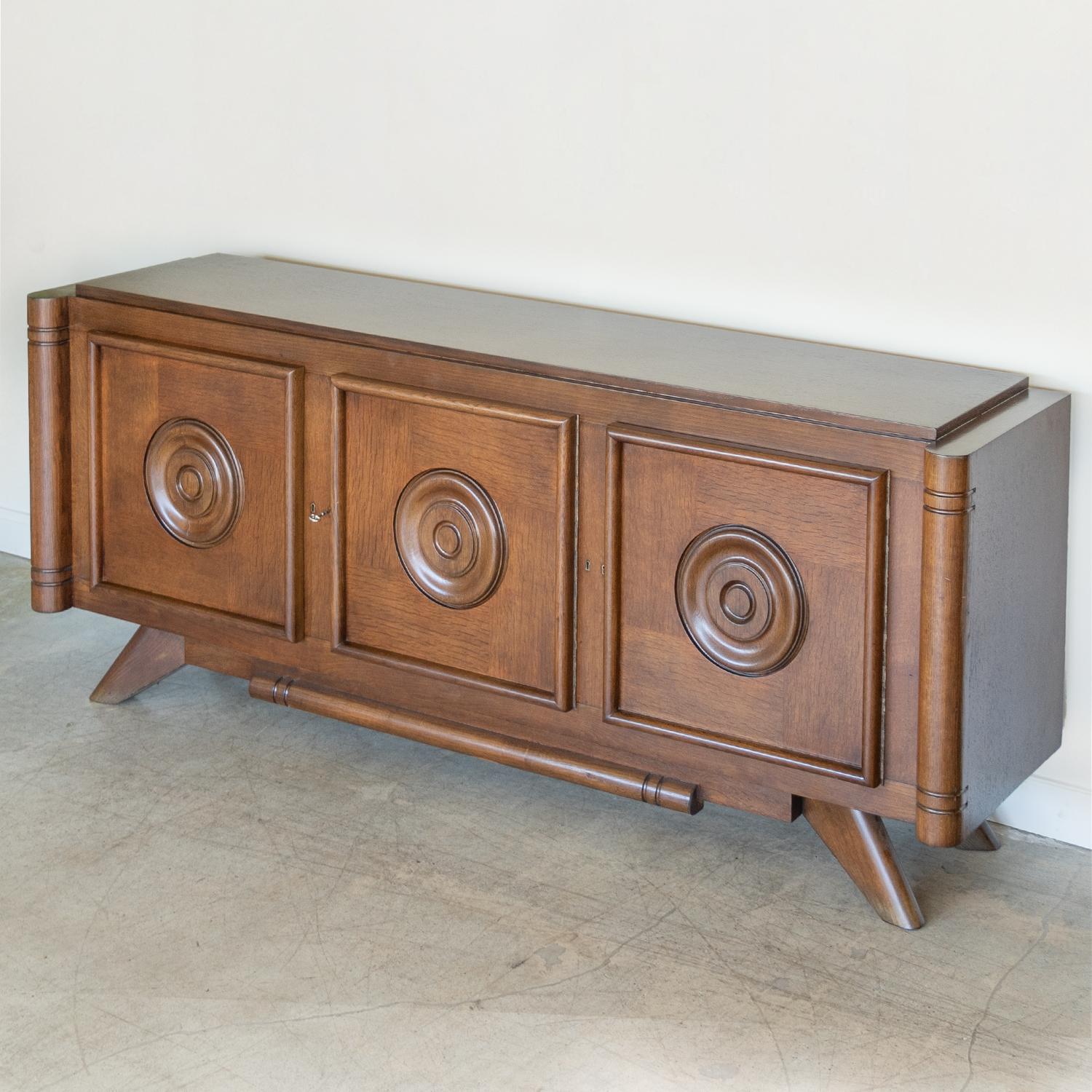 20th Century Long French Oak Sideboard by Charles Dudouyt