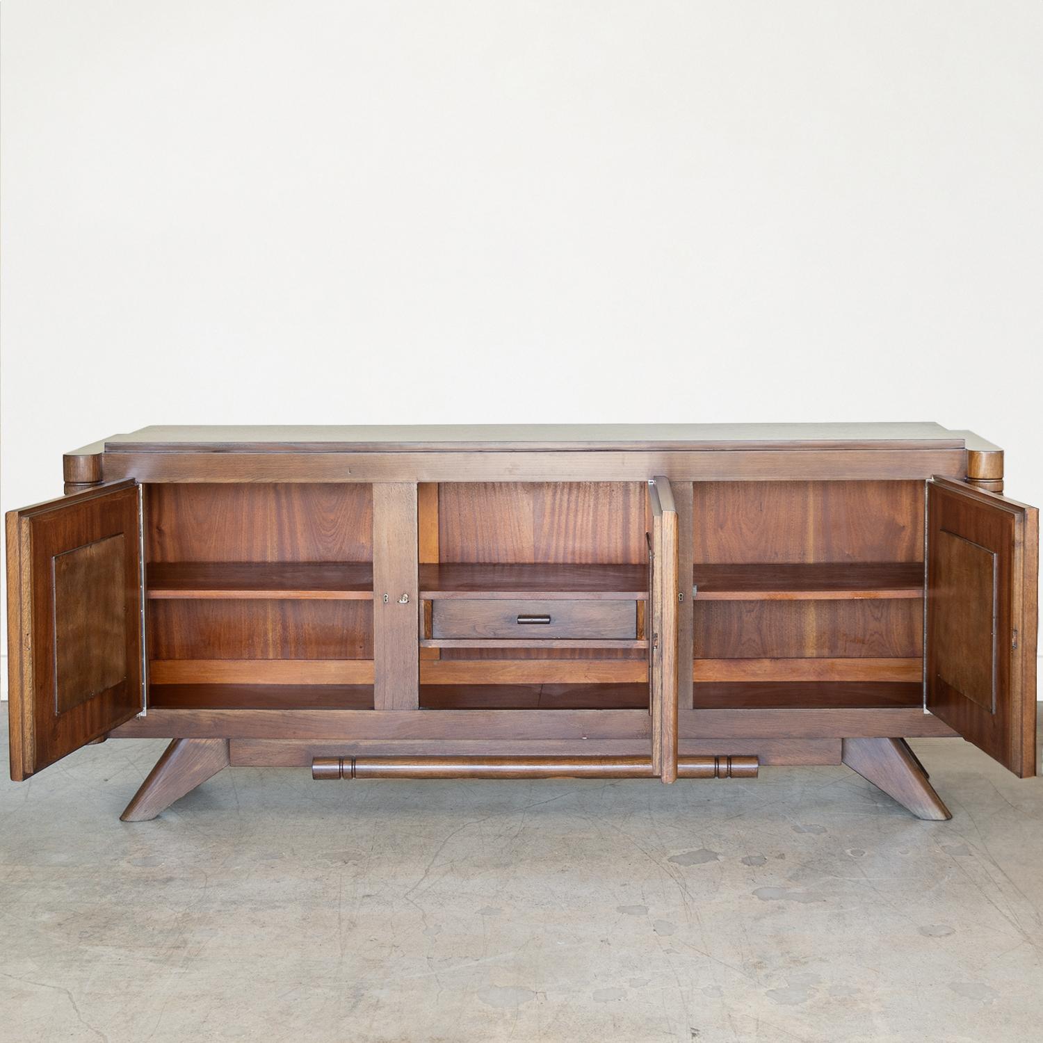 Long French Oak Sideboard by Charles Dudouyt 1