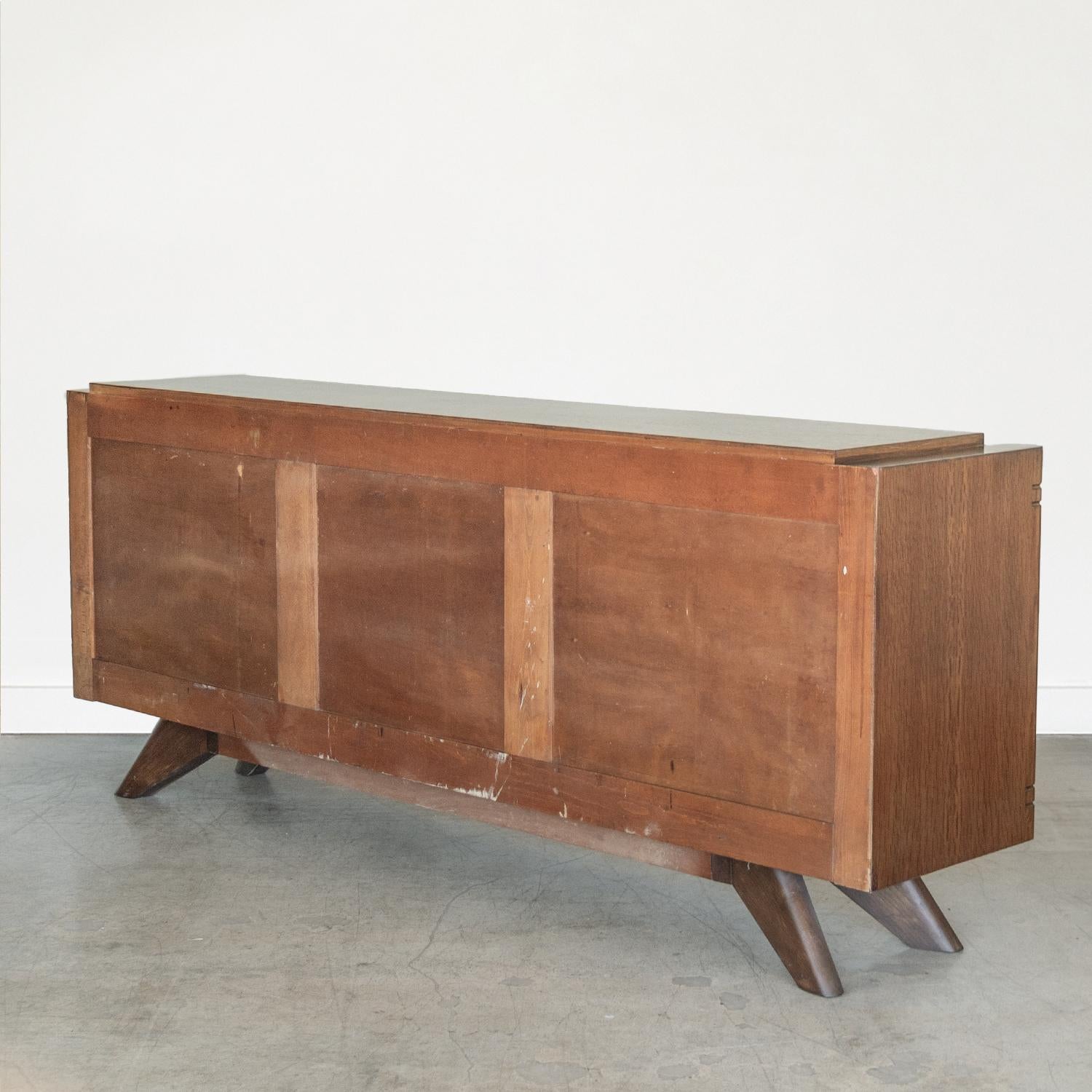 Long French Oak Sideboard by Charles Dudouyt 2
