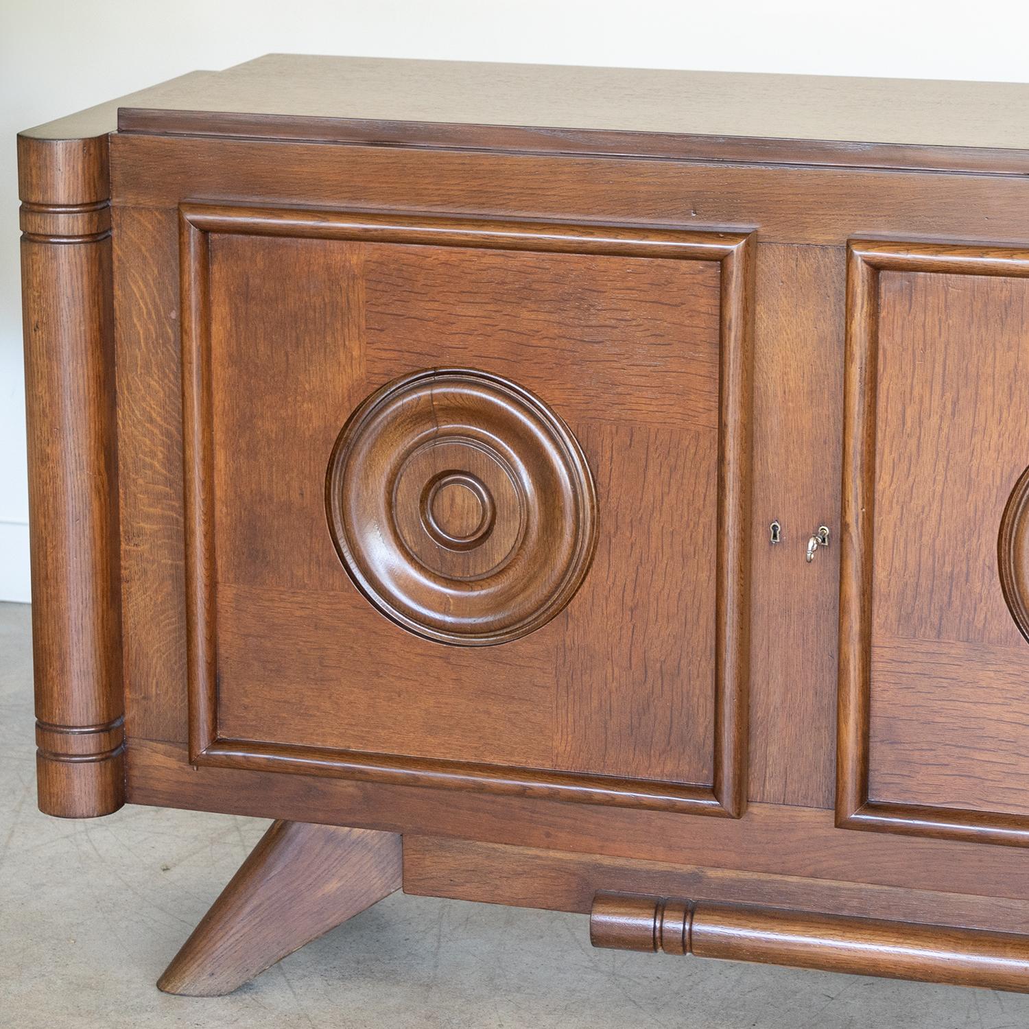 Long French Oak Sideboard by Charles Dudouyt 3