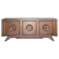 Long French Oak Sideboard by Charles Dudouyt