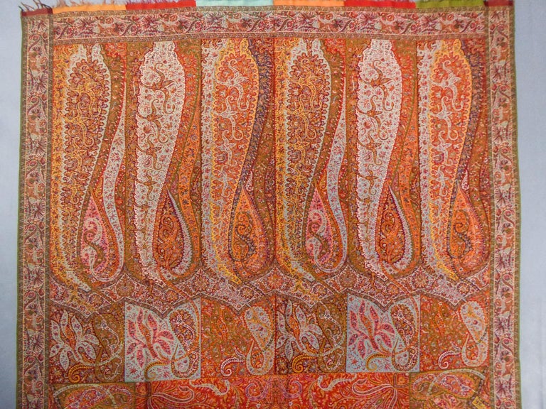Boiled Wool Shawl, Vermillion Paisley