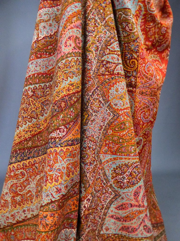 Boiled Wool Shawl, Vermillion Paisley main image 0