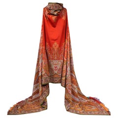 Long French Paisley Shawl with Vermilion Red Reserve Around 1855