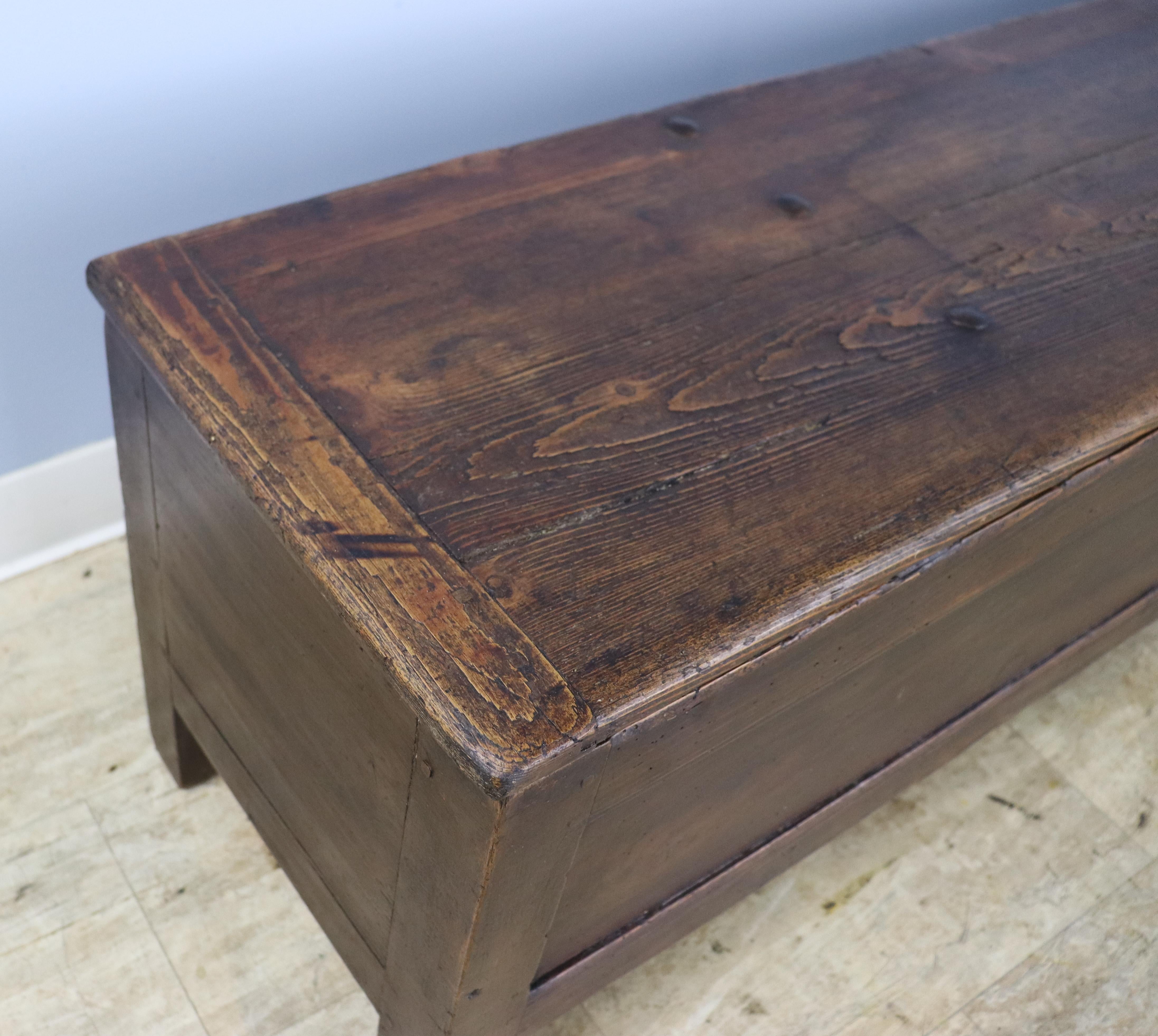 Long French Pine Seat or Coffer with Lift Lid For Sale 2