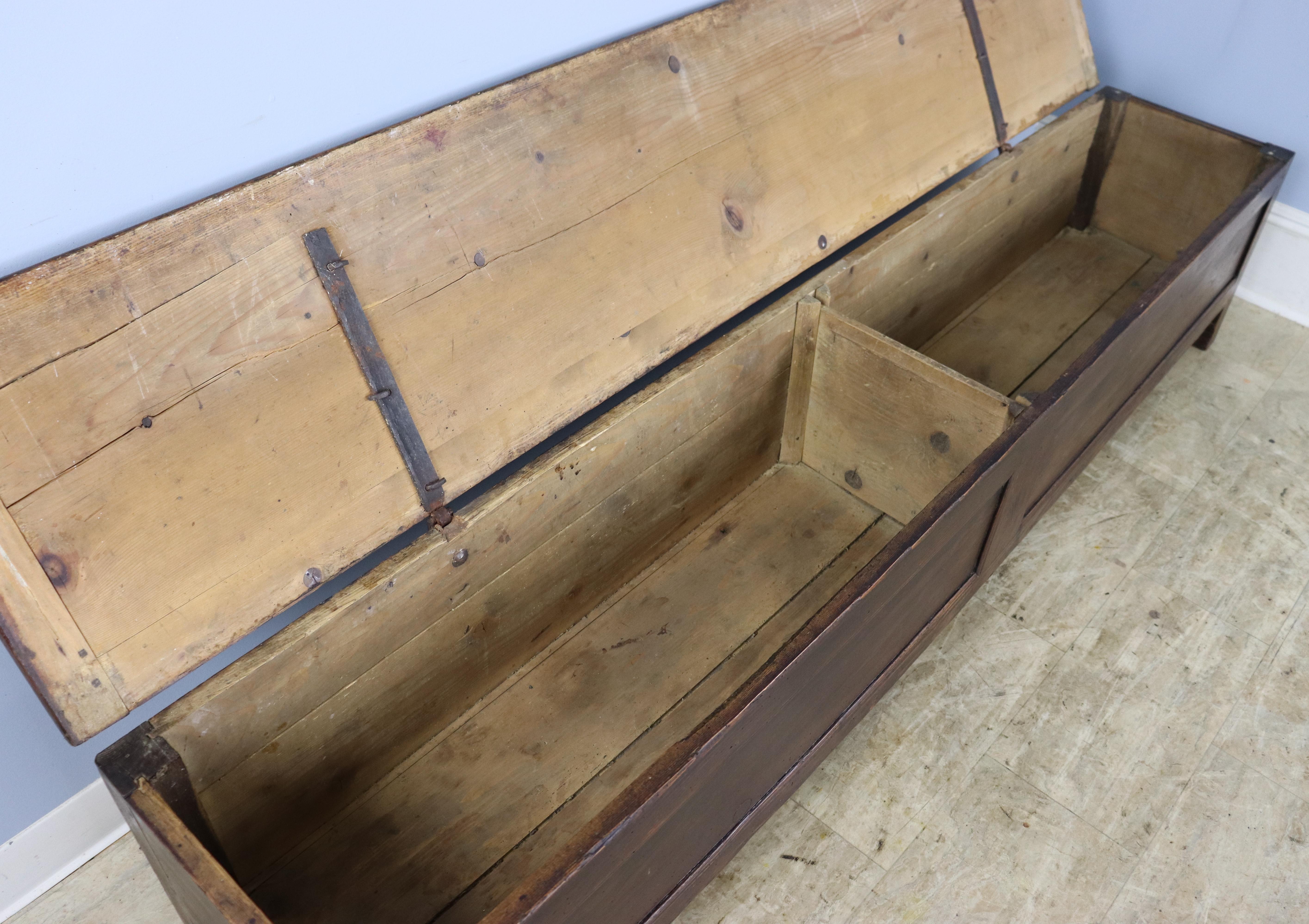 Long French Pine Seat or Coffer with Lift Lid For Sale 5