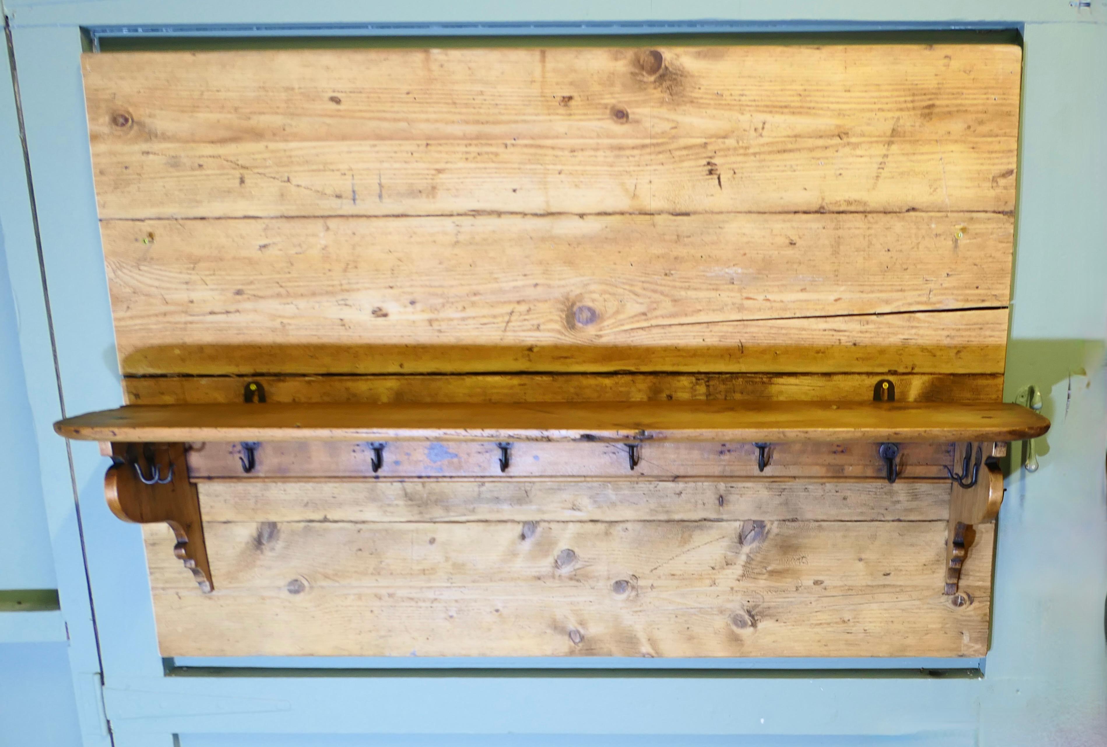 Long French Pine Wall Shelf, with Blacksmith made For Sale 1
