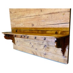 Long French Pine Wall Shelf, with Blacksmith made