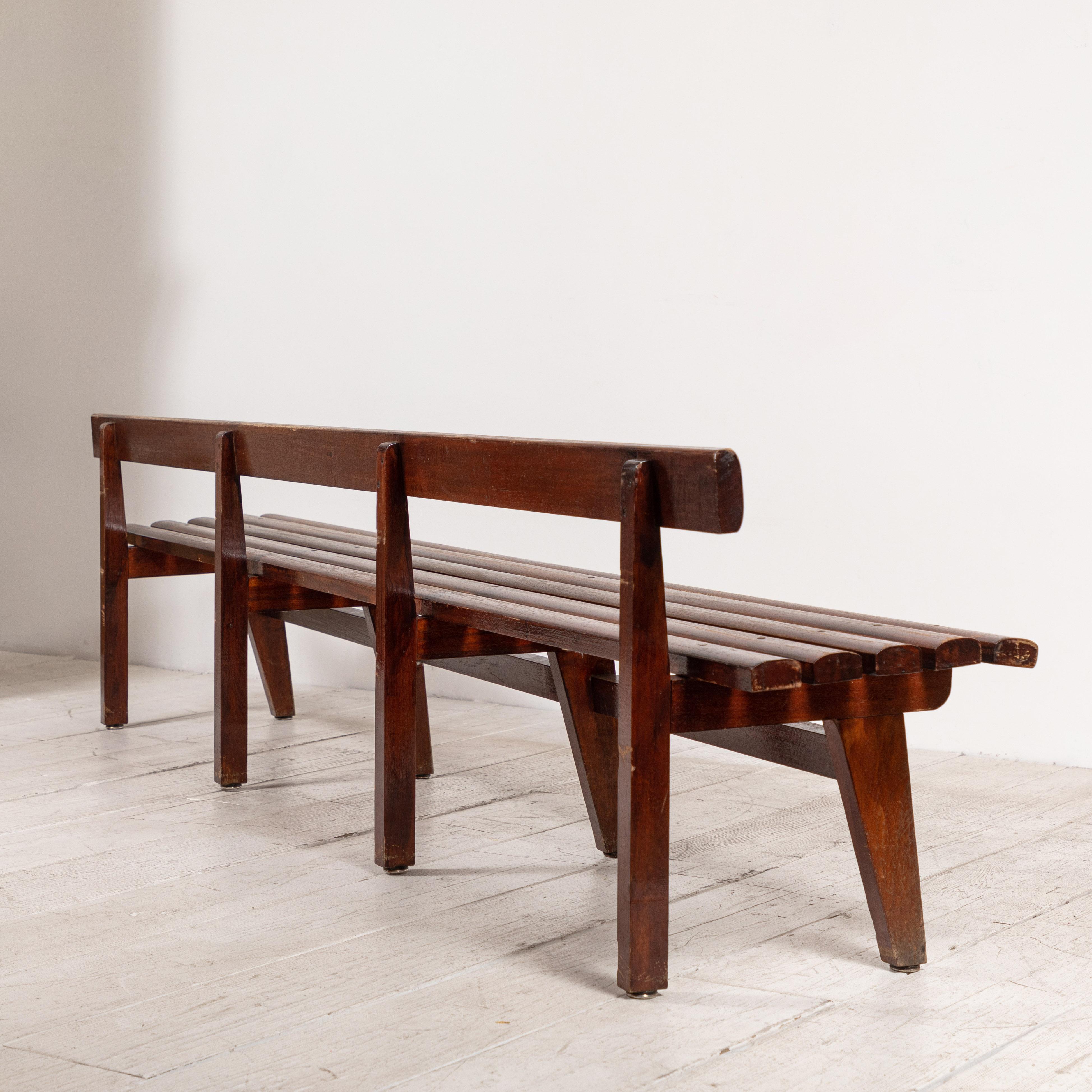 Long French Slatted Wooden Bench 2