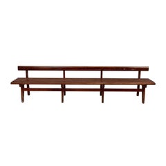Vintage Long French Slatted Wooden Bench