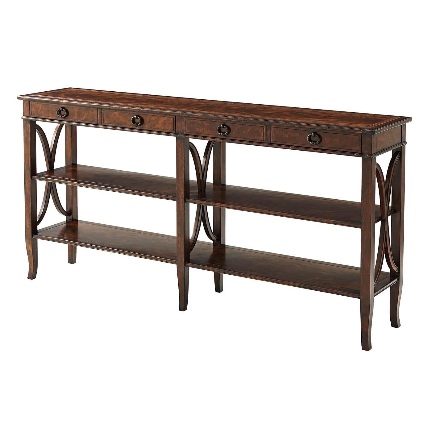 Long French Stretcher Base Console For Sale