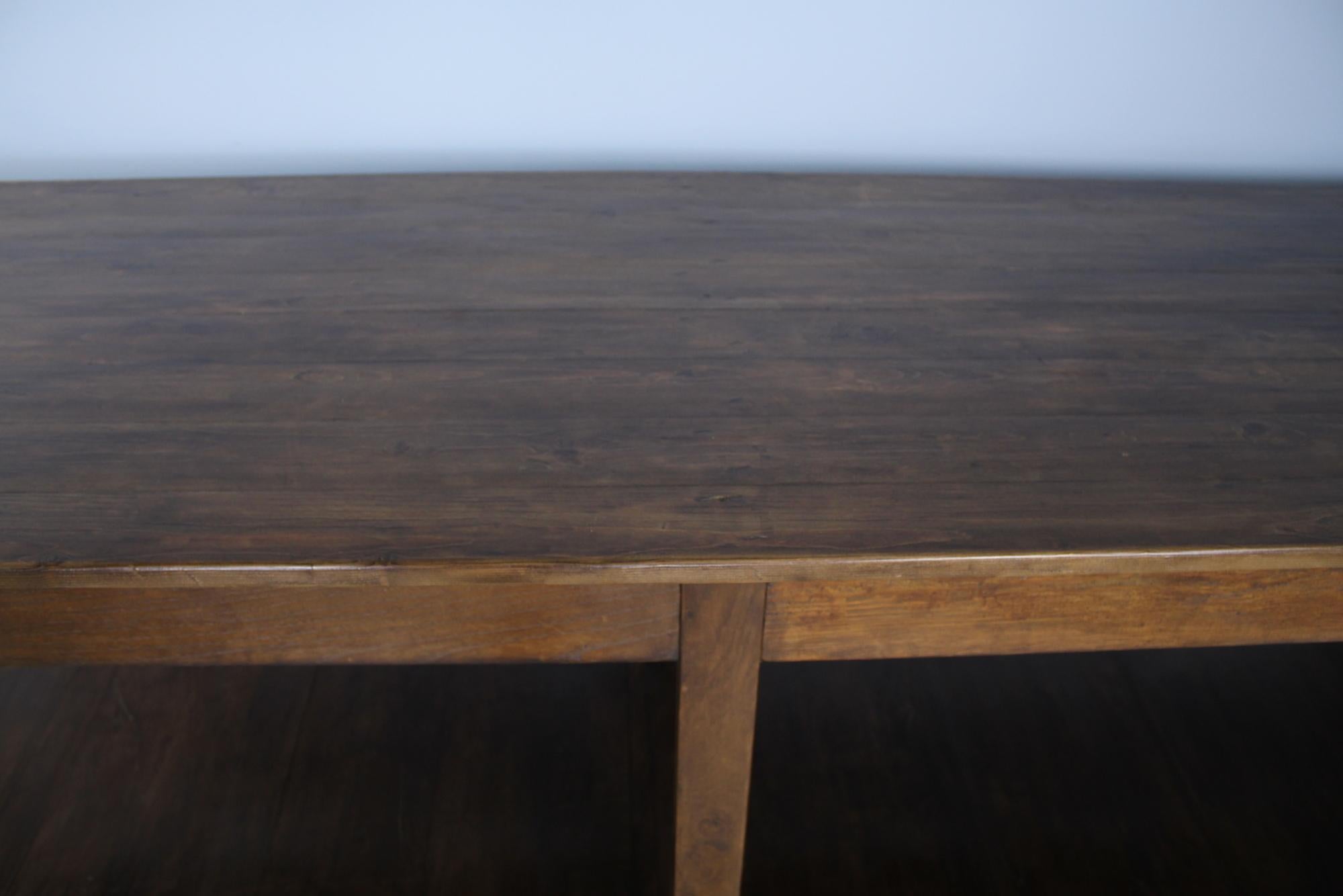 Long Fruitwood Draper's Table, Custom Made in France of Old Wood 3