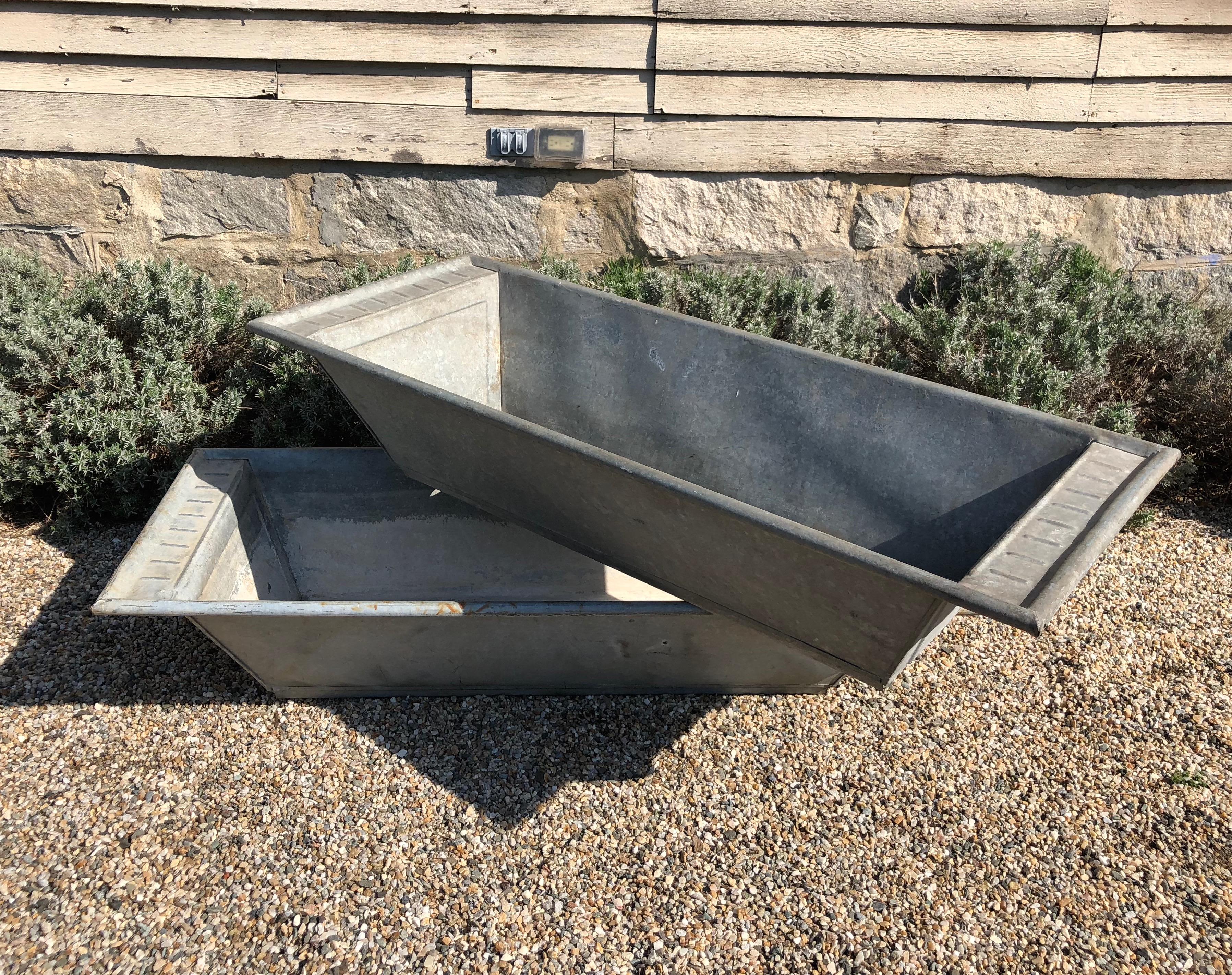Long Galvanized Steel French Trough or Planter For Sale at 1stDibs
