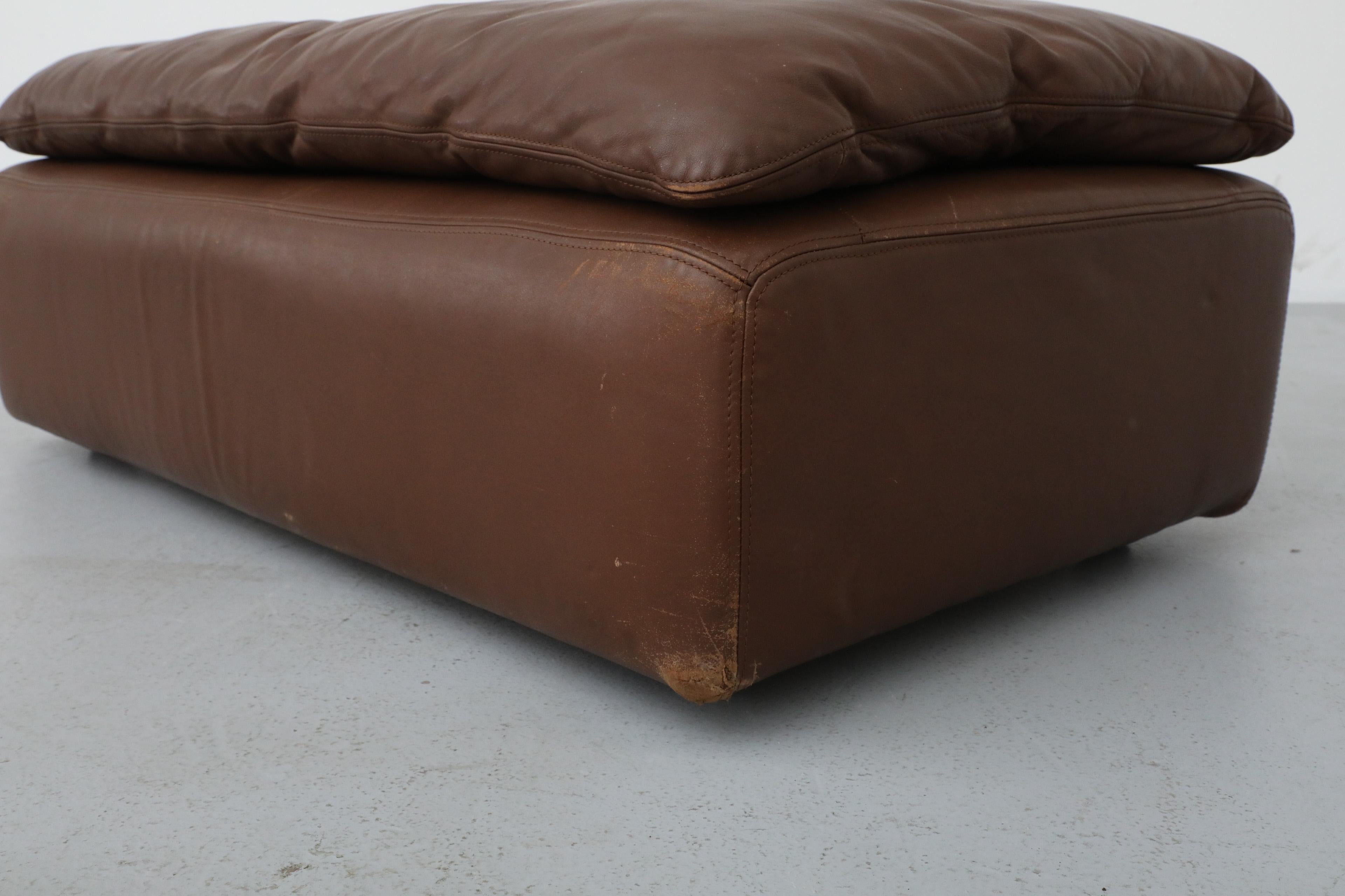 Gelderland Ottoman extra long en cuir chocolat avec coussin supérieur en vente 6