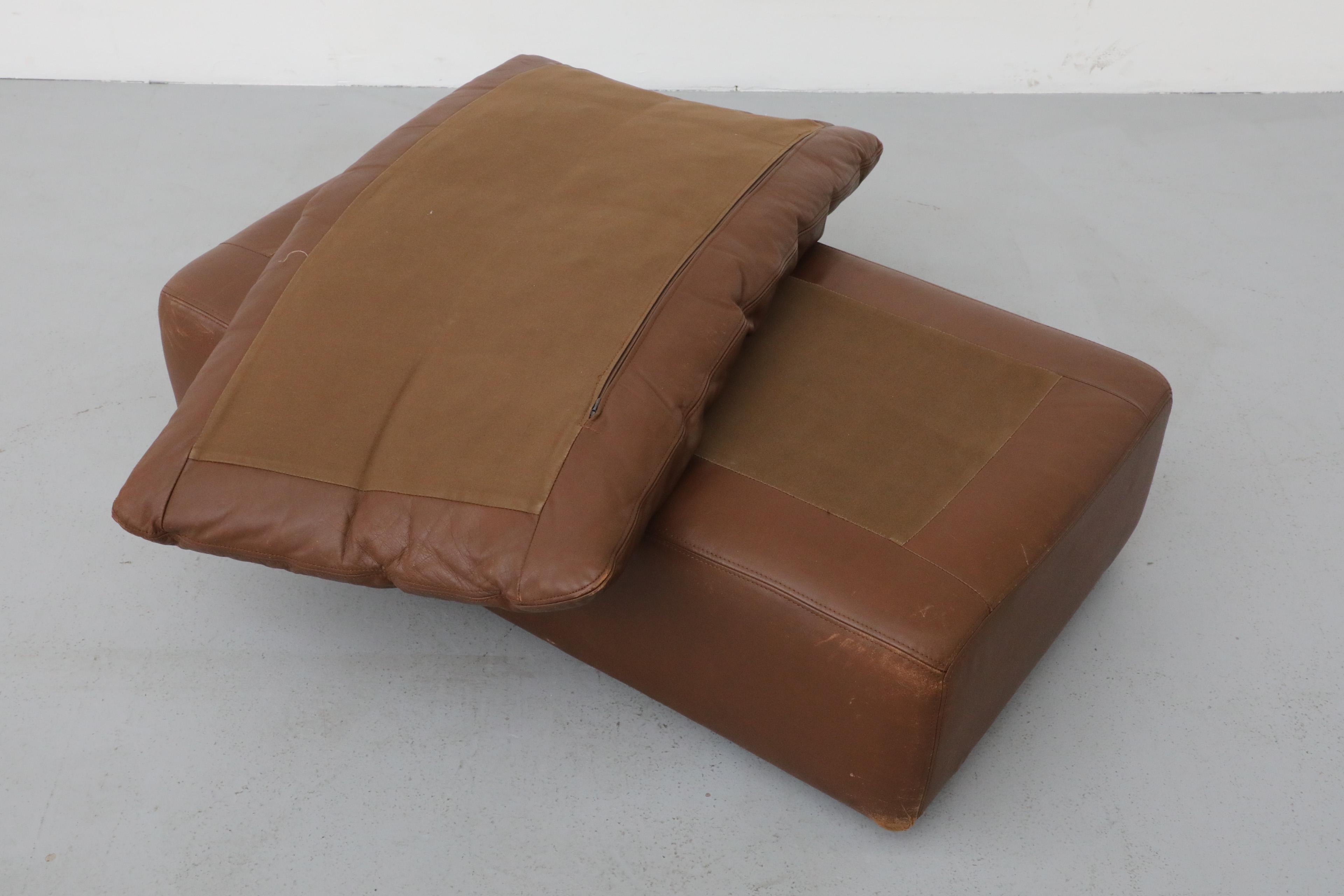 Gelderland Ottoman extra long en cuir chocolat avec coussin supérieur en vente 9